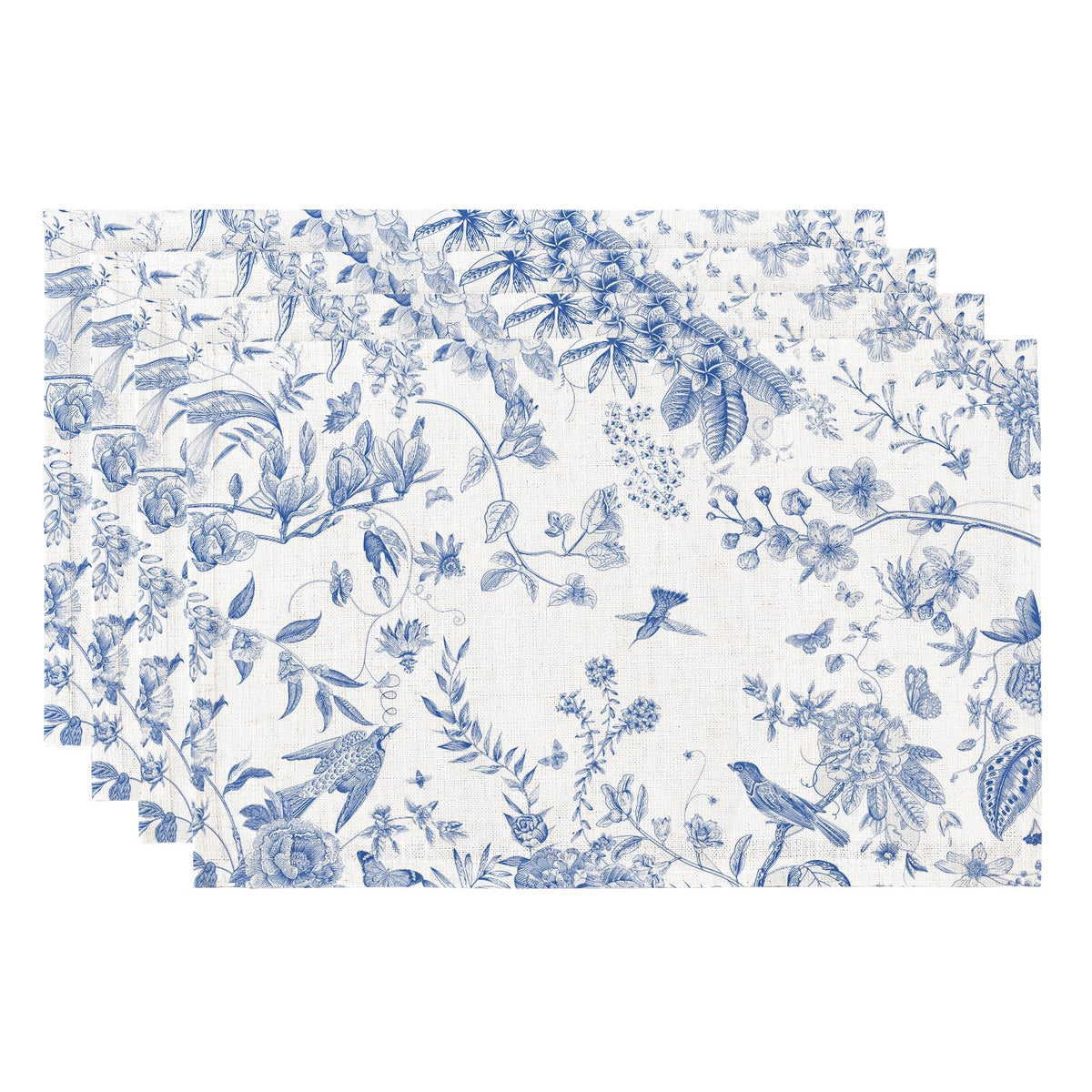 QIYI Boho Table Placemats Set of 4, 12"x18" Linen Place Mats, Wildflowers