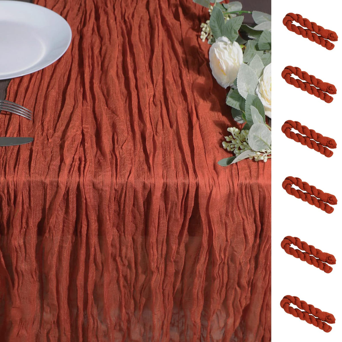 Snowkingdom 6Pcs 10 Ft Gold Table Runners, Sheer Chiffon Tulle Cheesecloth Golden Sequin Glitter Metallic Foil, Gold Party Table Decoration Centerpiece for Wedding Birthday Anniversary Christmas