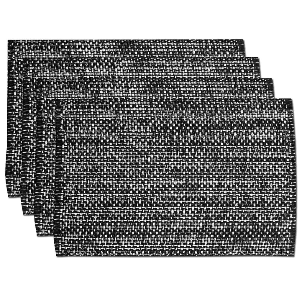 Sweet Home Collection 100% Cotton Placemats for Dining Room Rectangle Two Tone Woven Fabric 13" x 19" Soft Durable Table Mat Set, Set of 4, Eggshell