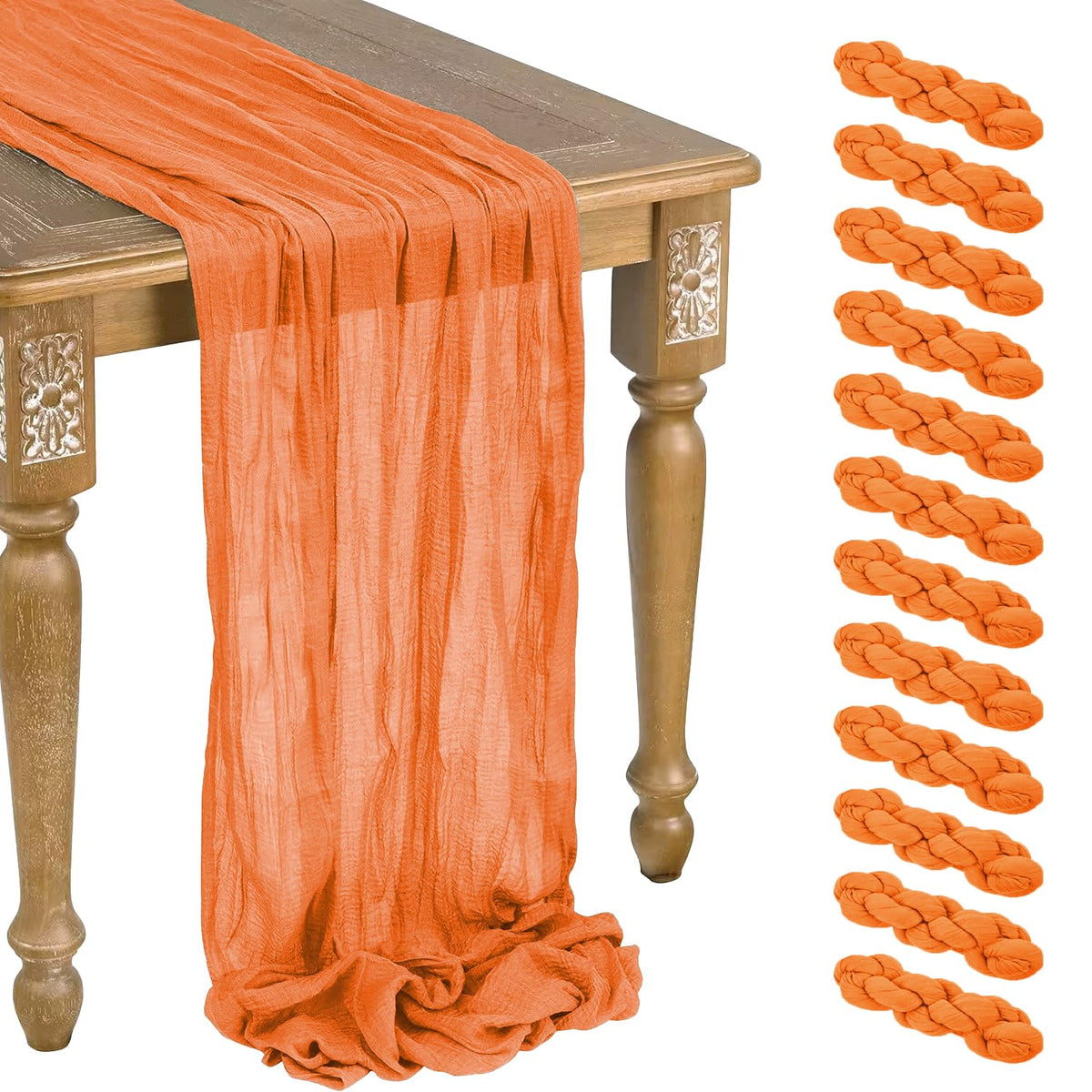 12 Pcs Beige Cheesecloth Table Runner 13ft Boho Gauze Cheesecloth Table Runner 160 inch Long for Christmas Wedding Bridal Baby Shower Birthday Table Decorations
