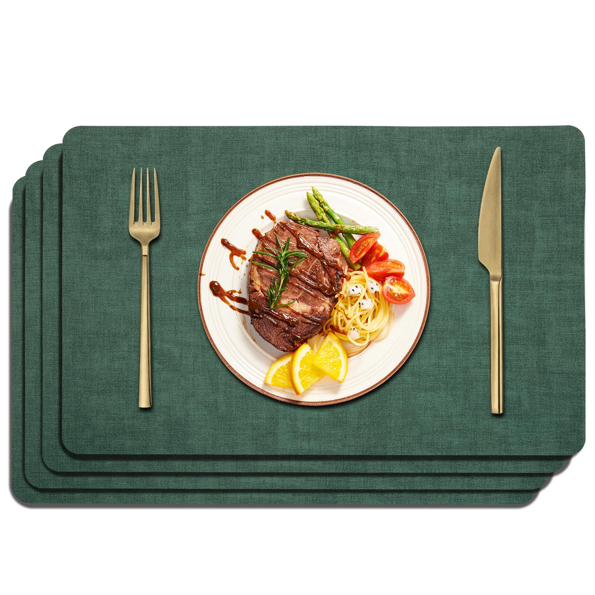 Maxpearl Faux Leather Placemats Set of 6, Easy to Clean, Beige