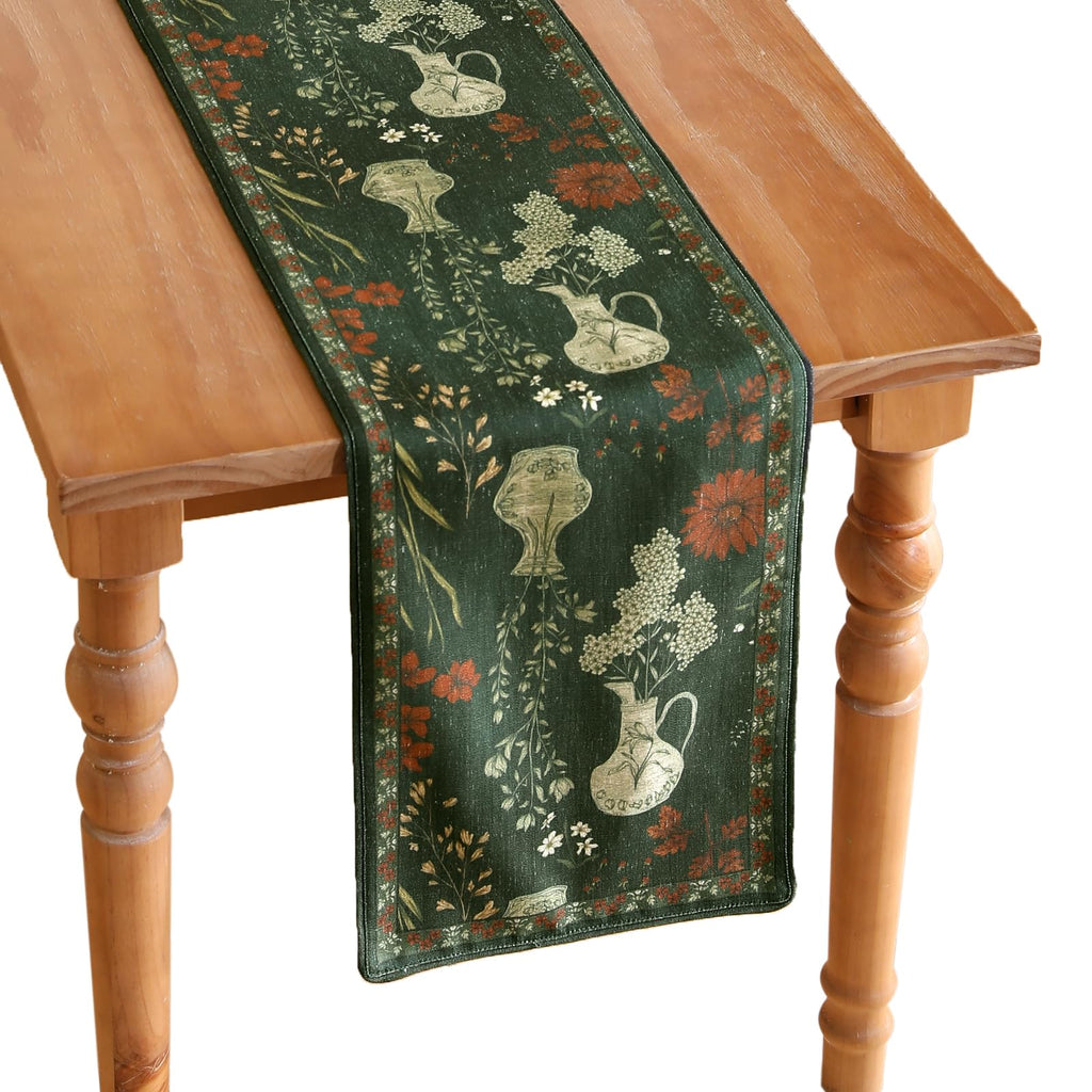 ISAENNE Designer French Linen Table Runner,71"x12"-Cornucopia