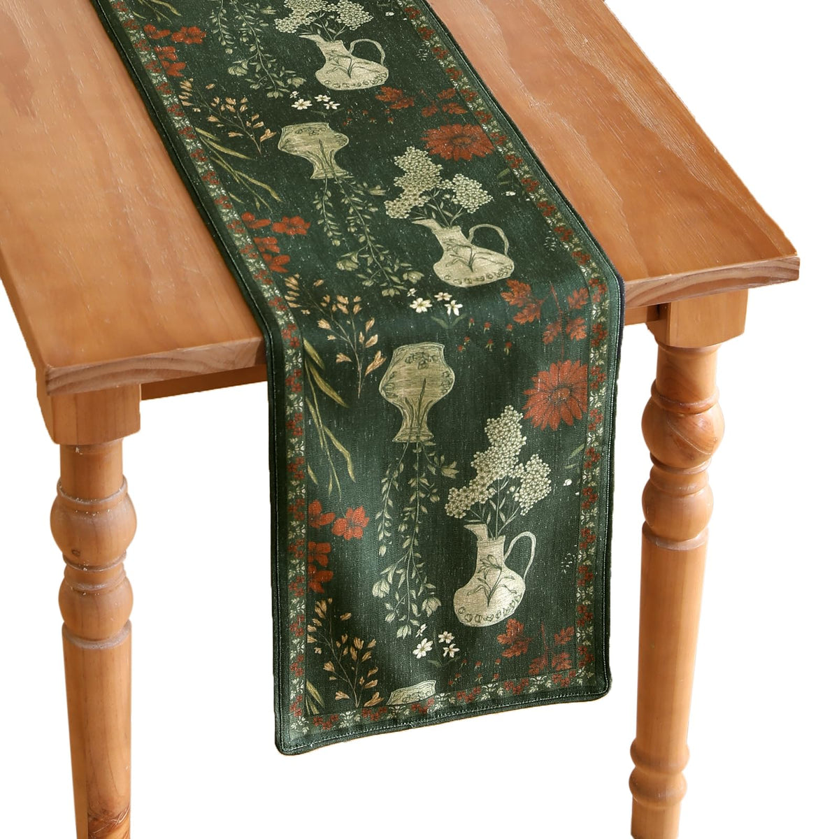 ISAENNE Designer French Linen Table Runner,71"x12"-Cornucopia