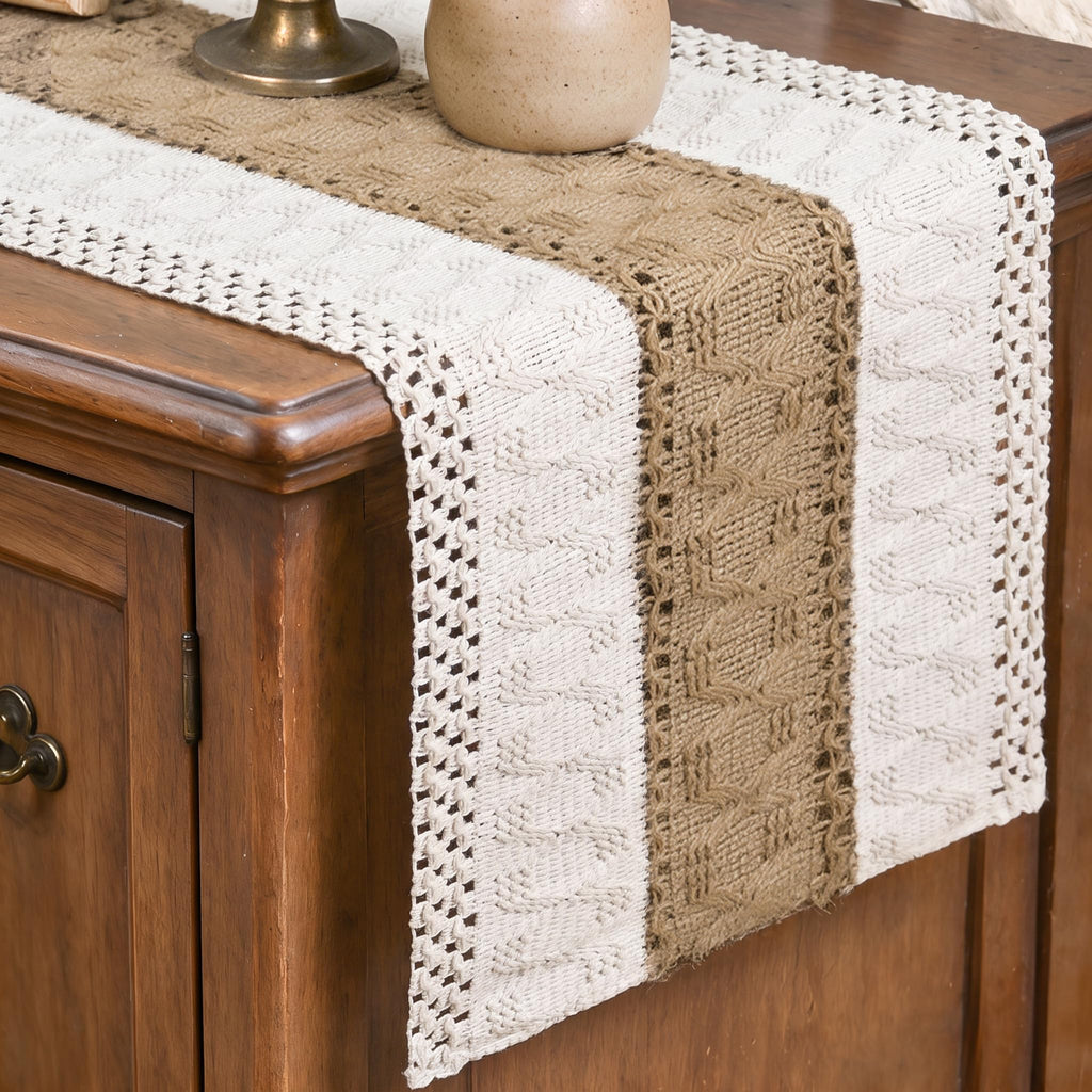 Artoid Mode Caramel Farmhouse Rustic Table Runner 12x72 Inch