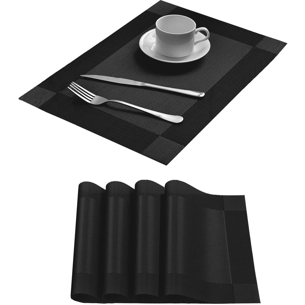 Table Placemats Dining Table Place Mats Set of 6 Heat Resistant Insulation Non-Slip Vinyl for Kitchen Dining Room 18" * 12" Brown
