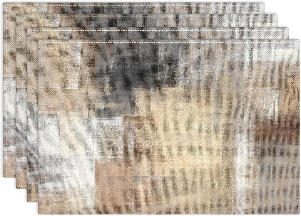 Emvency Farmhouse Placemats Set of 4, 12x18 Inch, Modern Abstract