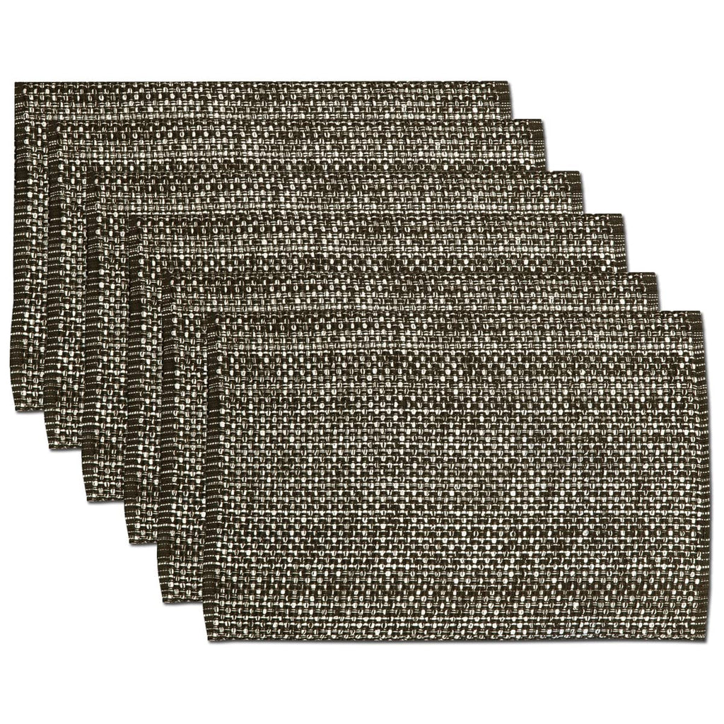 Sweet Home Collection 100% Cotton Placemats for Dining Room Rectangle Two Tone Woven Fabric 13" x 19" Soft Durable Table Mat Set, Set of 6, Eggshell