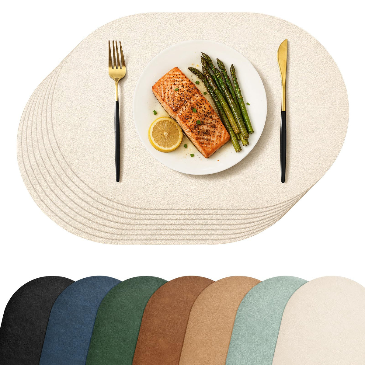 Homaxy Oval Heat Resistant Placemats Set of 6, Reddish Brown