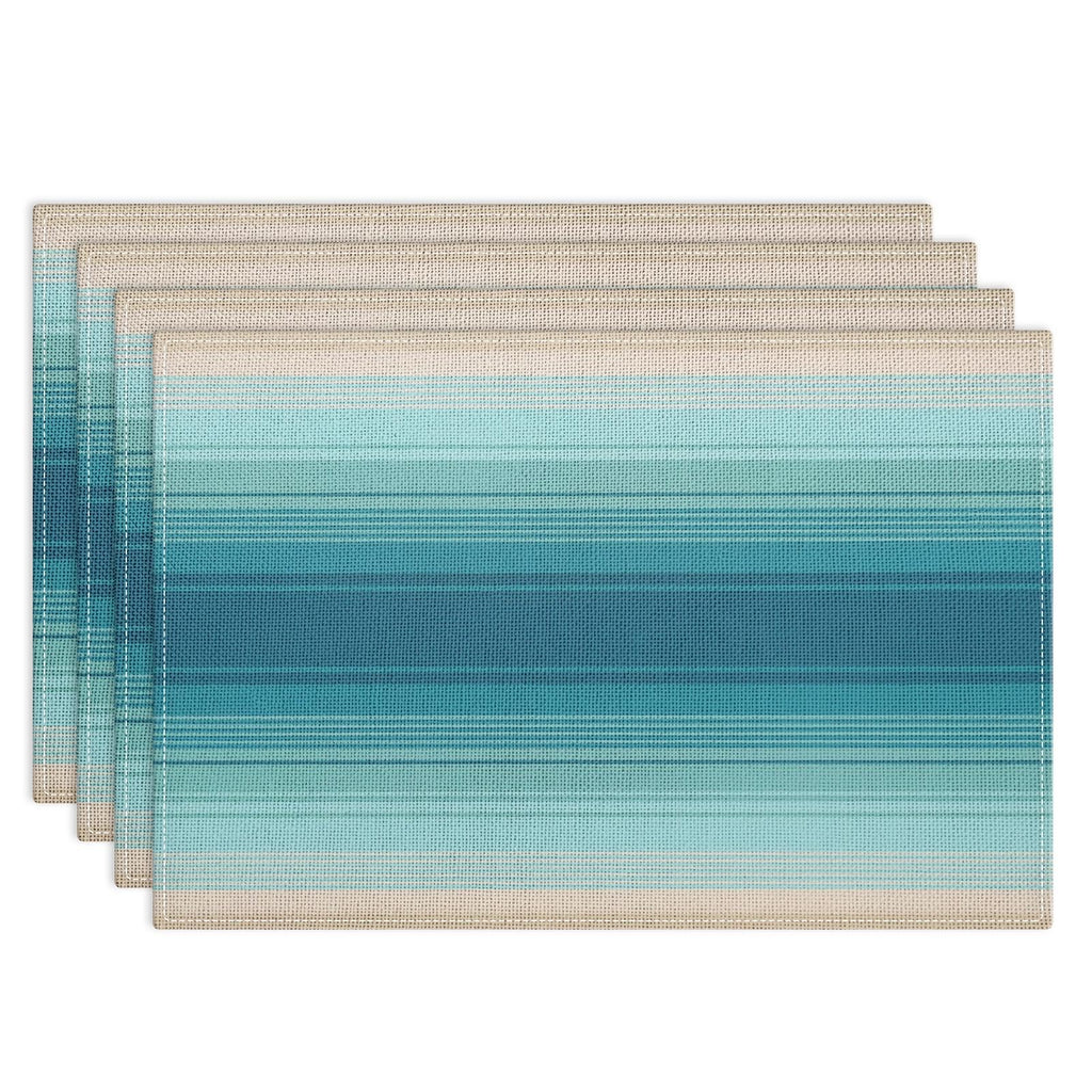Emvency Farmhouse Placemats Set of 4, 12x18 Inch, Abstract Blue Grey