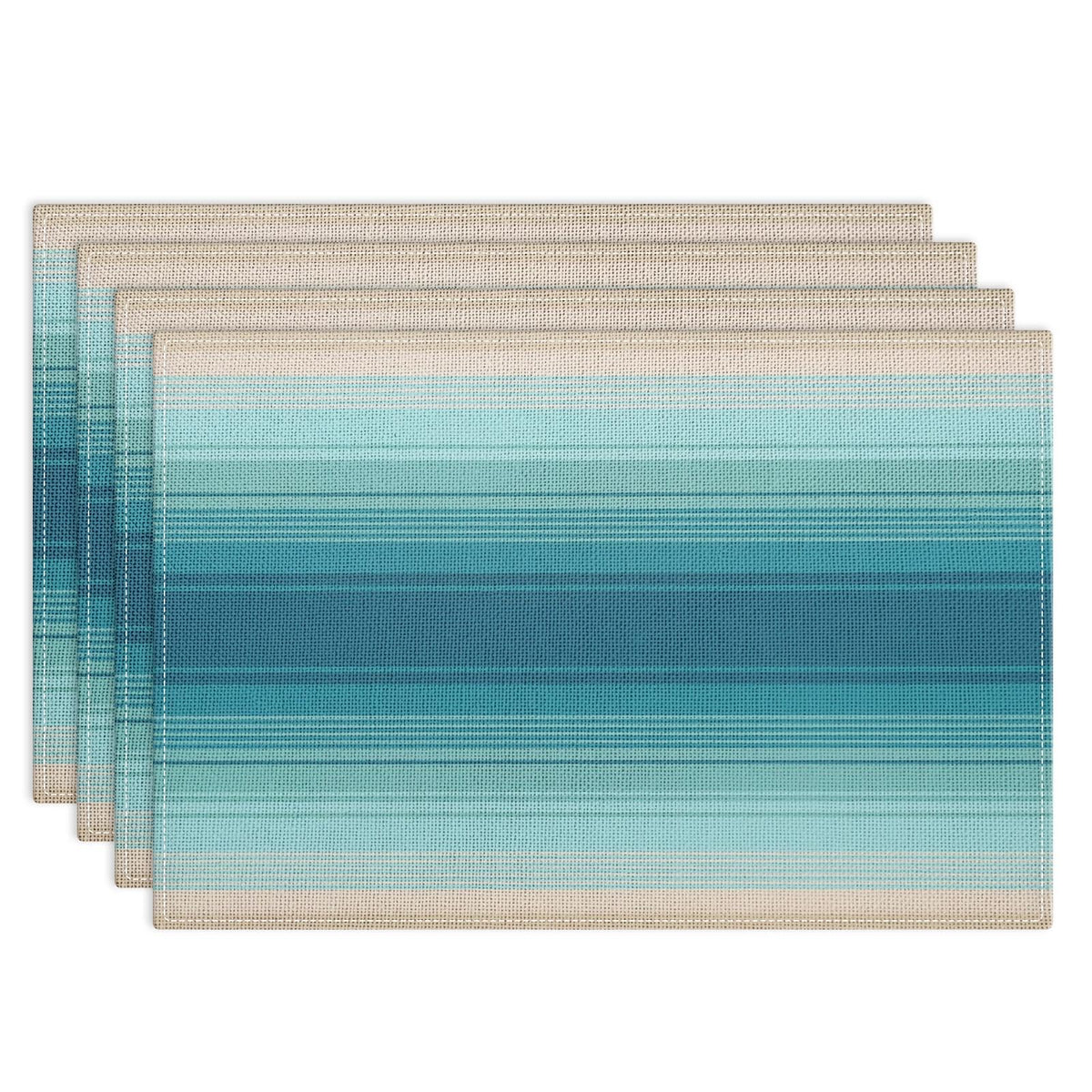Emvency Farmhouse Placemats Set of 4, 12x18 Inch, Abstract Blue Grey