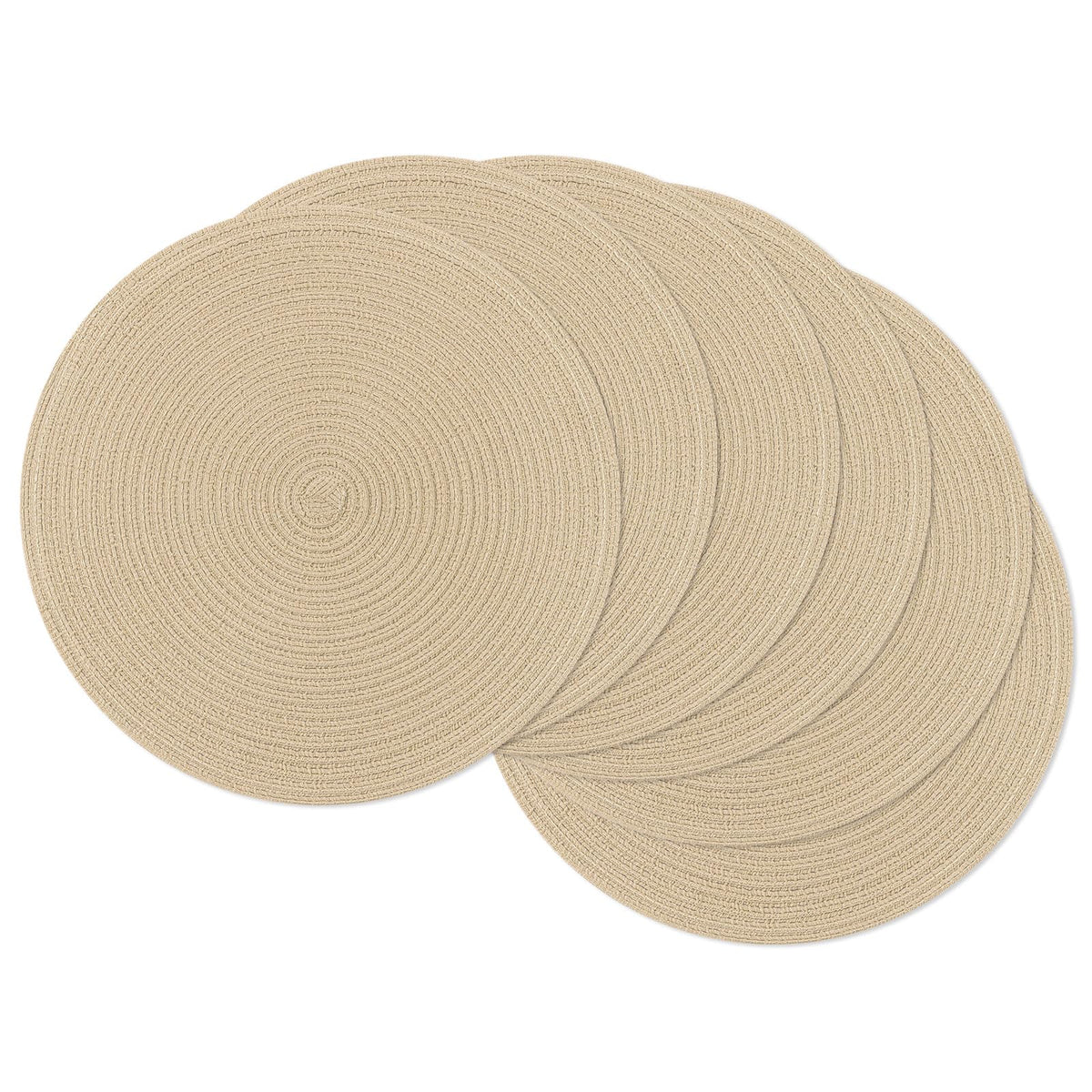 SHACOS Round Braided Placemats Set of 4 Dining Table Placemats 15 inch Circle Place Mats Easy to Clean Table Mats Indoor Outdoor, Blue Gray