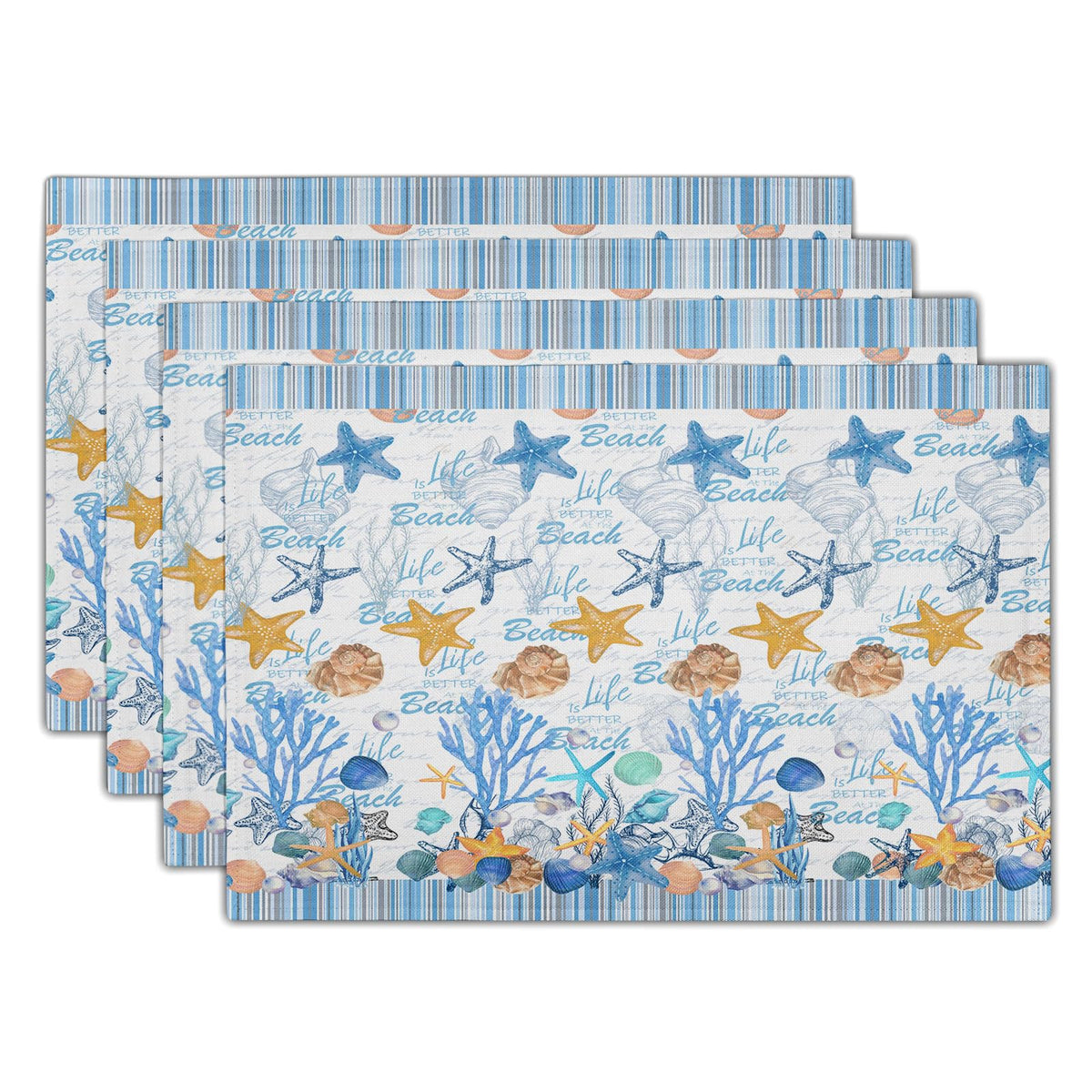 Blue Floral Branches Placemats Set of 4 ，12 x 18 Inch Chinoiserie Table Mats Washable Heat Resistant Linen Fabric Rectangle Place Mat for Indoor Outdoor Kitchen Dining Home Decor