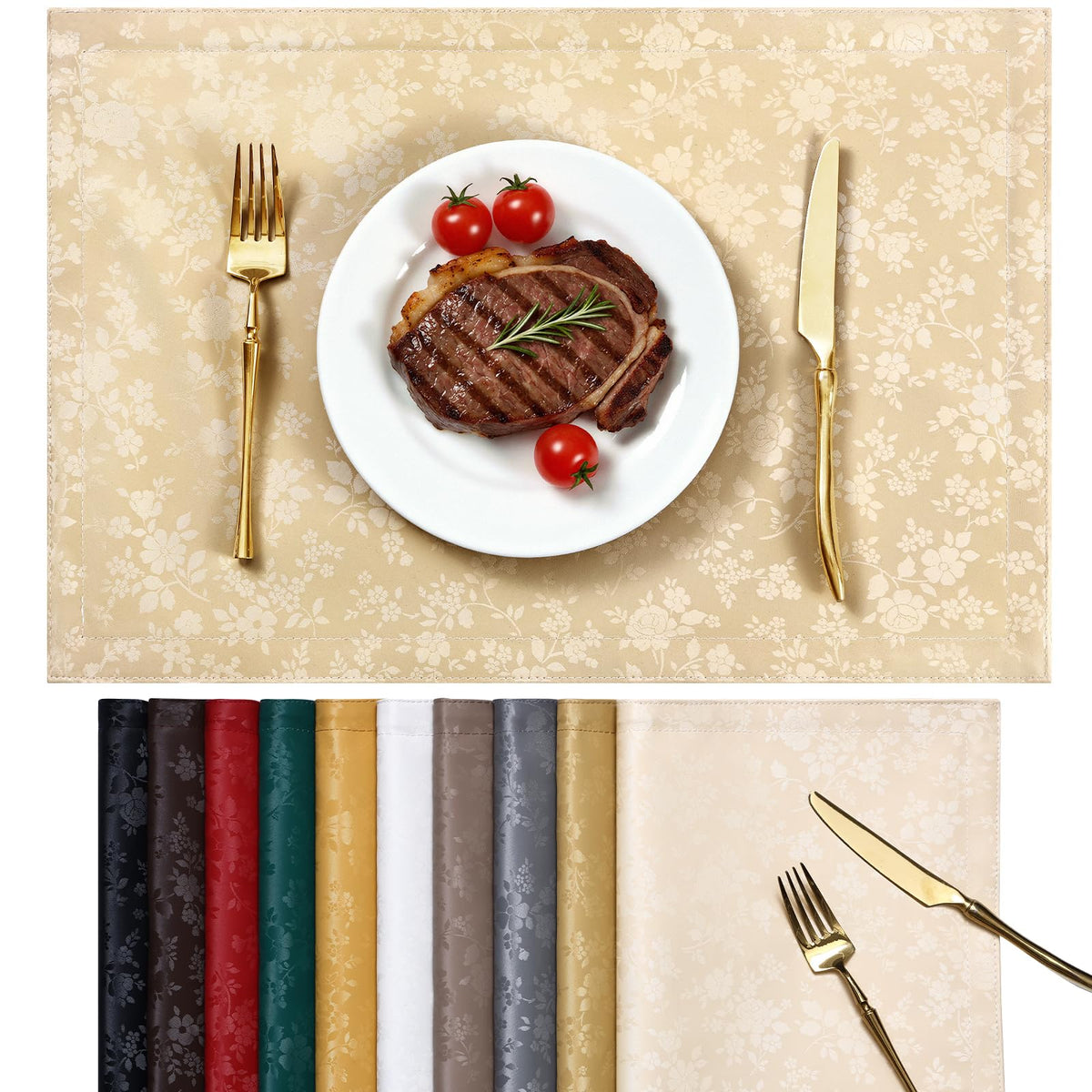 Smiry Rectangle Place Mats, Waterproof Heavy Duty Vinyl Placemats 6 Pack
