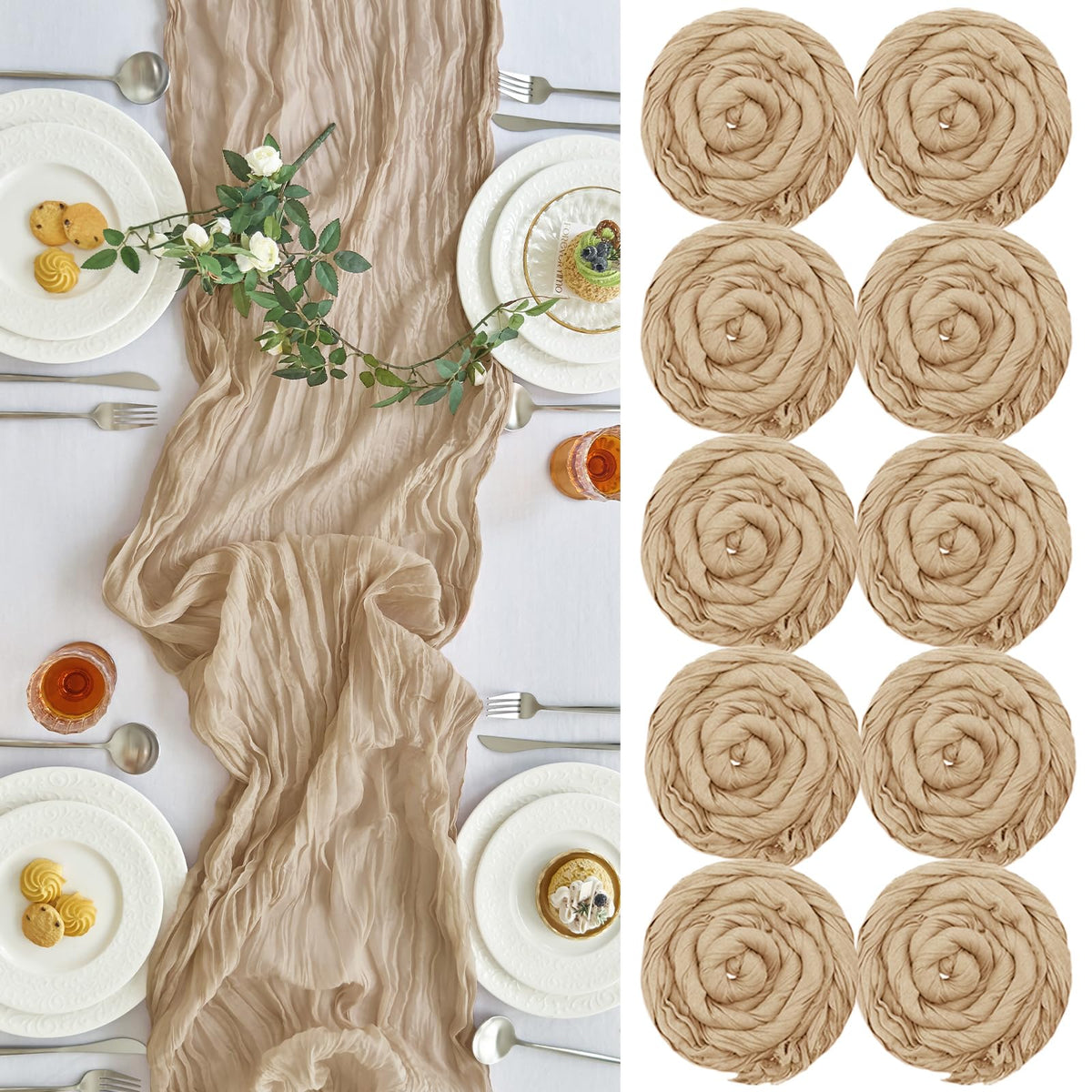 2 Pack Fall Table Runner Terracotta Cheesecloth for Home Thanksgiving Party