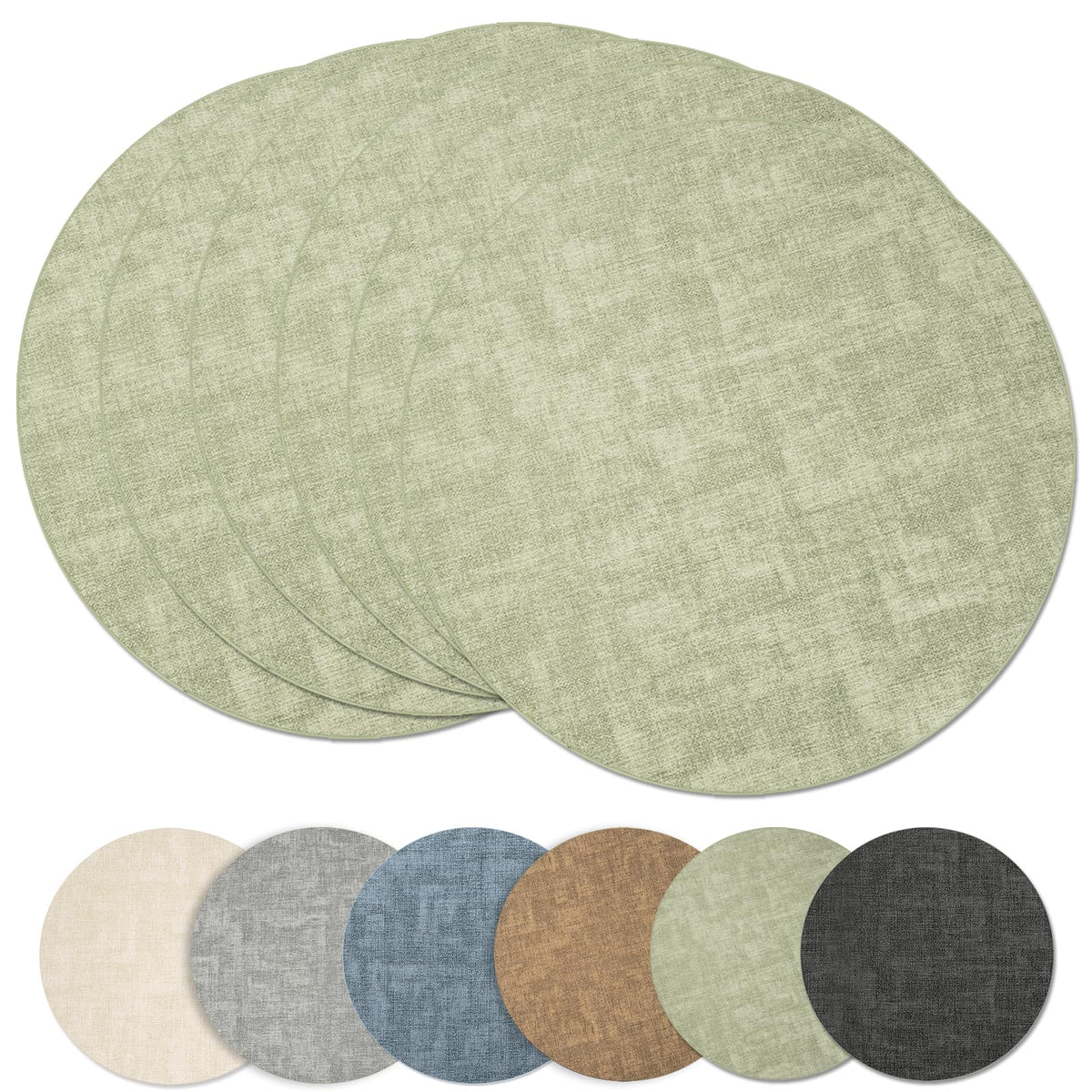 Maxpearl Faux Leather Placemats Set of 6, Easy to Clean, Beige