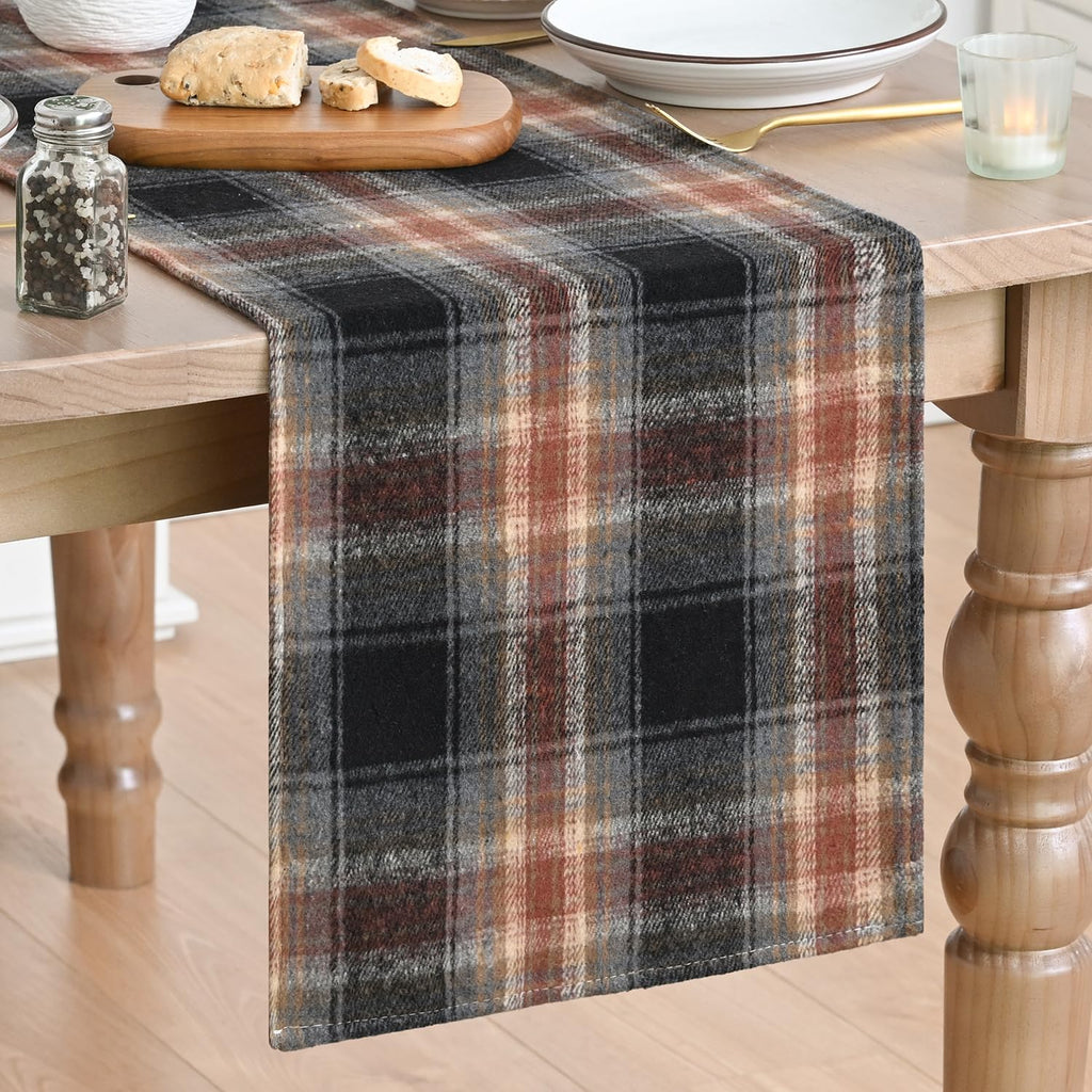 Artoid Mode Rust Farmhouse Plaid Fall Table Runner 13x72 Inch