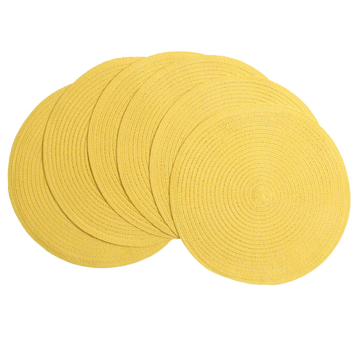 SHACOS Round Braided Placemats Set of 4 Dining Table Placemats 15 inch Circle Place Mats Easy to Clean Table Mats Indoor Outdoor, Blue Gray