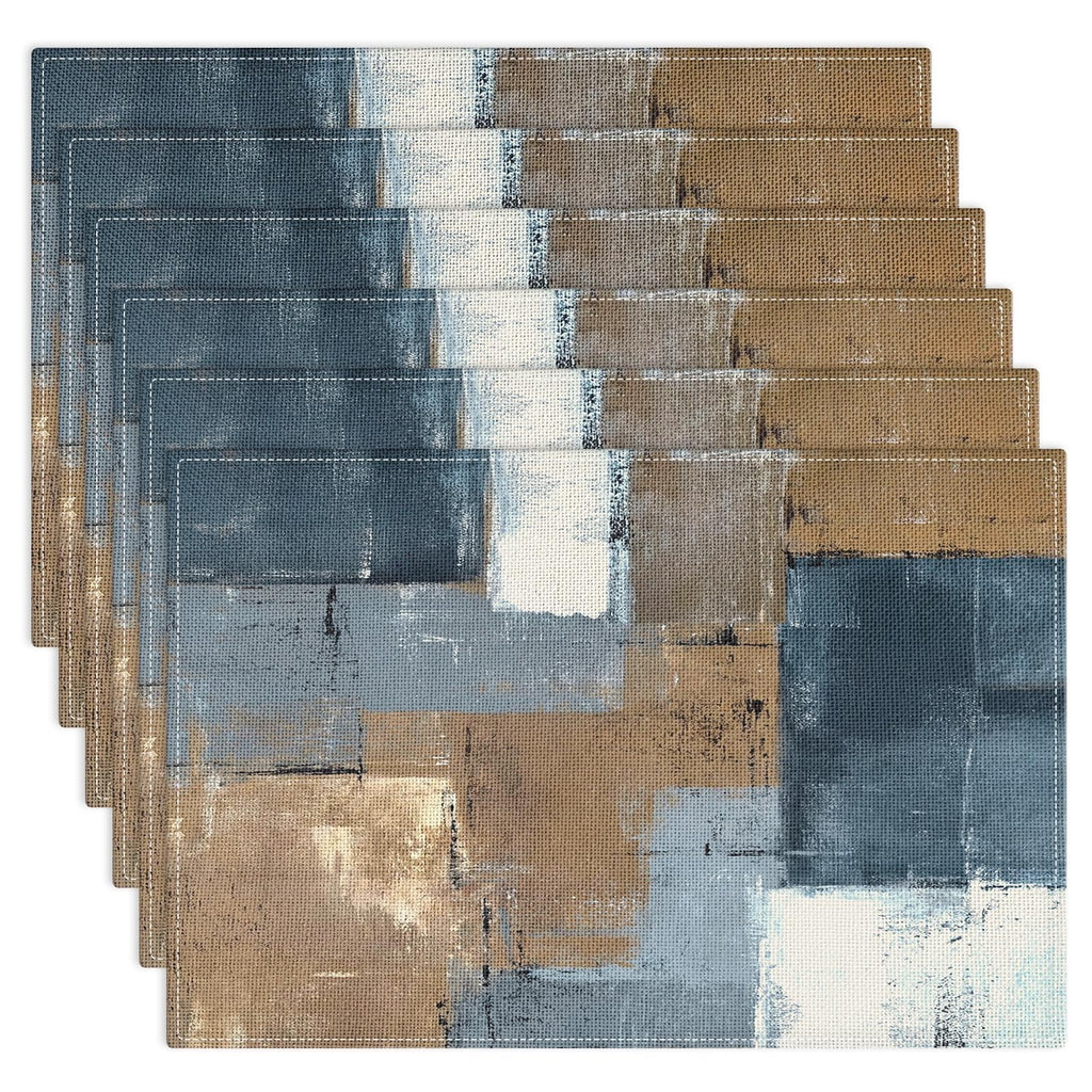 Emvency Farmhouse Placemats Set of 4, 12x18 Inch, Modern Abstract