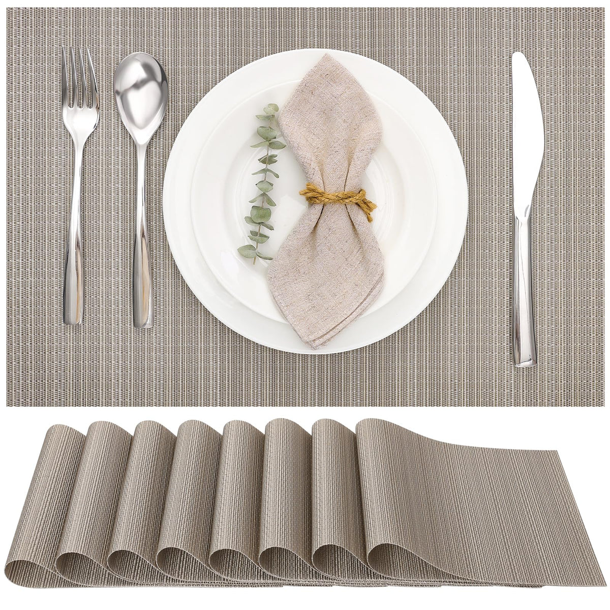 Myir JUN Orange Placemats Set of 8 for Dining Table Thanksgiving Placemats