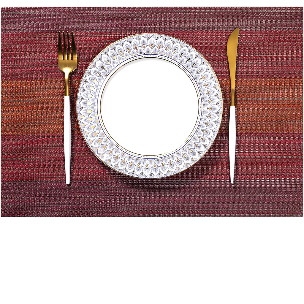 LEXMORE Placemats Set of 4 Vinyl/Plastic Woven Place Mats for Kitchen Table Indoor/Outdoor Washable Placemat Wipeable Dining Table Mats(Gray)