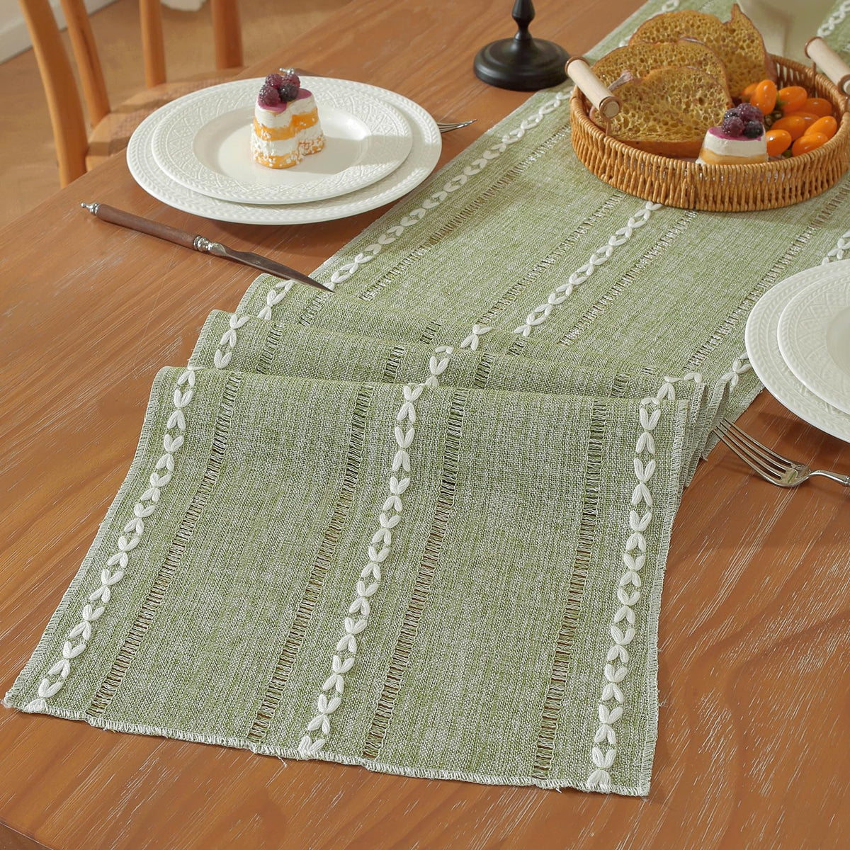 Niviy Burlap Boho Table Runner for Fall Thanksgiving Home Decor 72 Inches