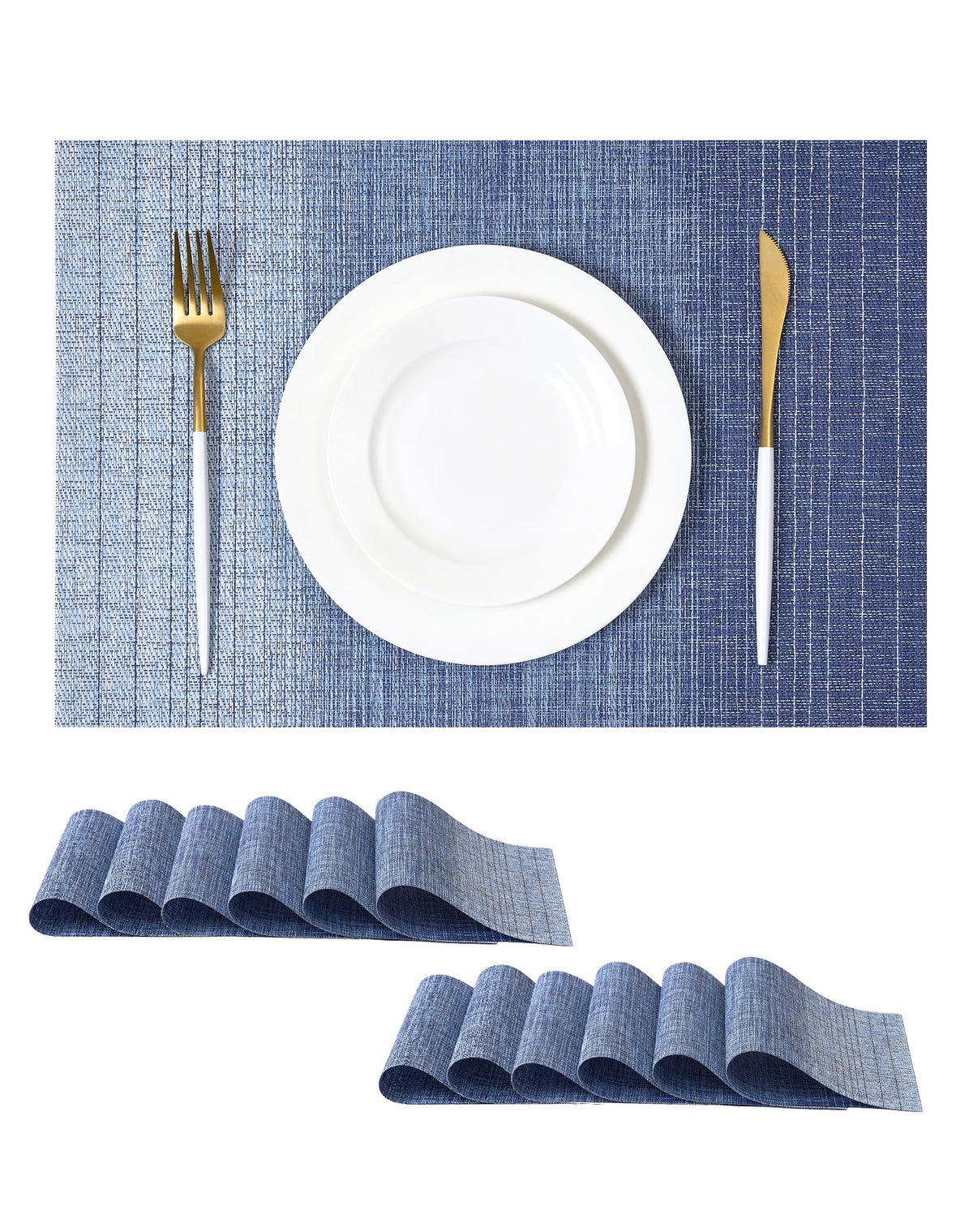 Leetaltree Light Brown Placemats Set of 8 - Heat Resistant Woven Vinyl