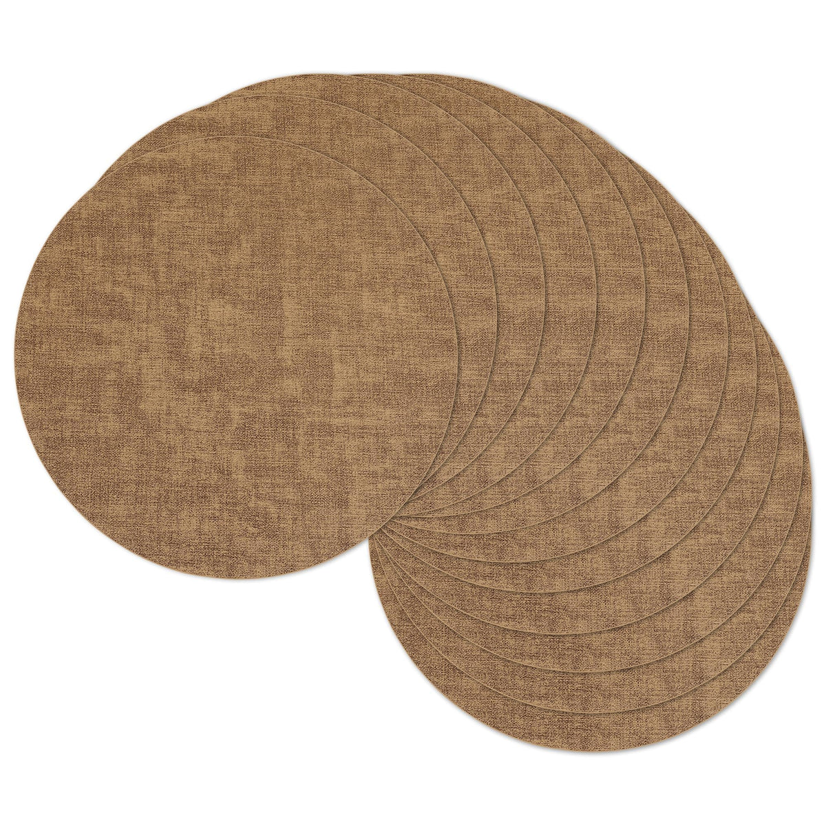 13" Round Placemats Set of 6, Reversible Faux Leather Wipeable Table Mats