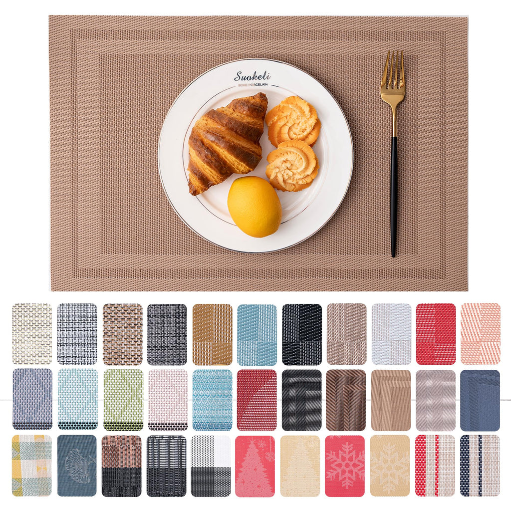 Placemats Set of 4 Washable Indoor(Beige)