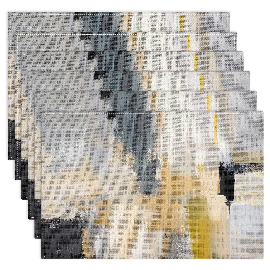 Emvency Farmhouse Placemats Set of 4, 12x18 Inch, Abstract Blue Grey