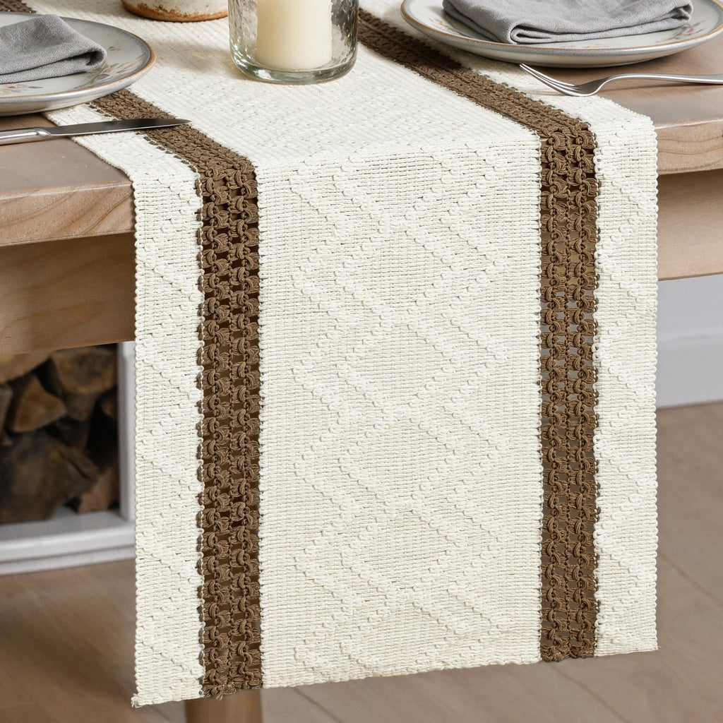 Artoid Mode Black Stripe Woven Rustic Table Runner 12x72 Inch