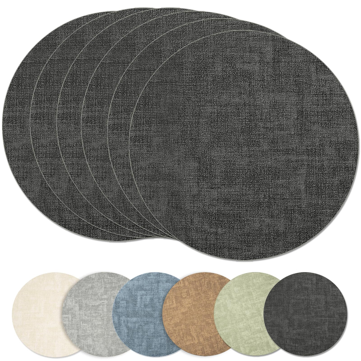 Maxpearl Faux Leather Placemats Set of 6, Easy to Clean, Beige