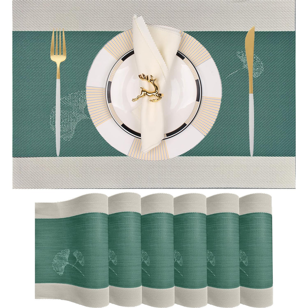 PIGCHCY Placemats,Durable Placemats for Dining Table,Washable Woven Vinyl Kitchen Placemats Set of 4 (Brown)