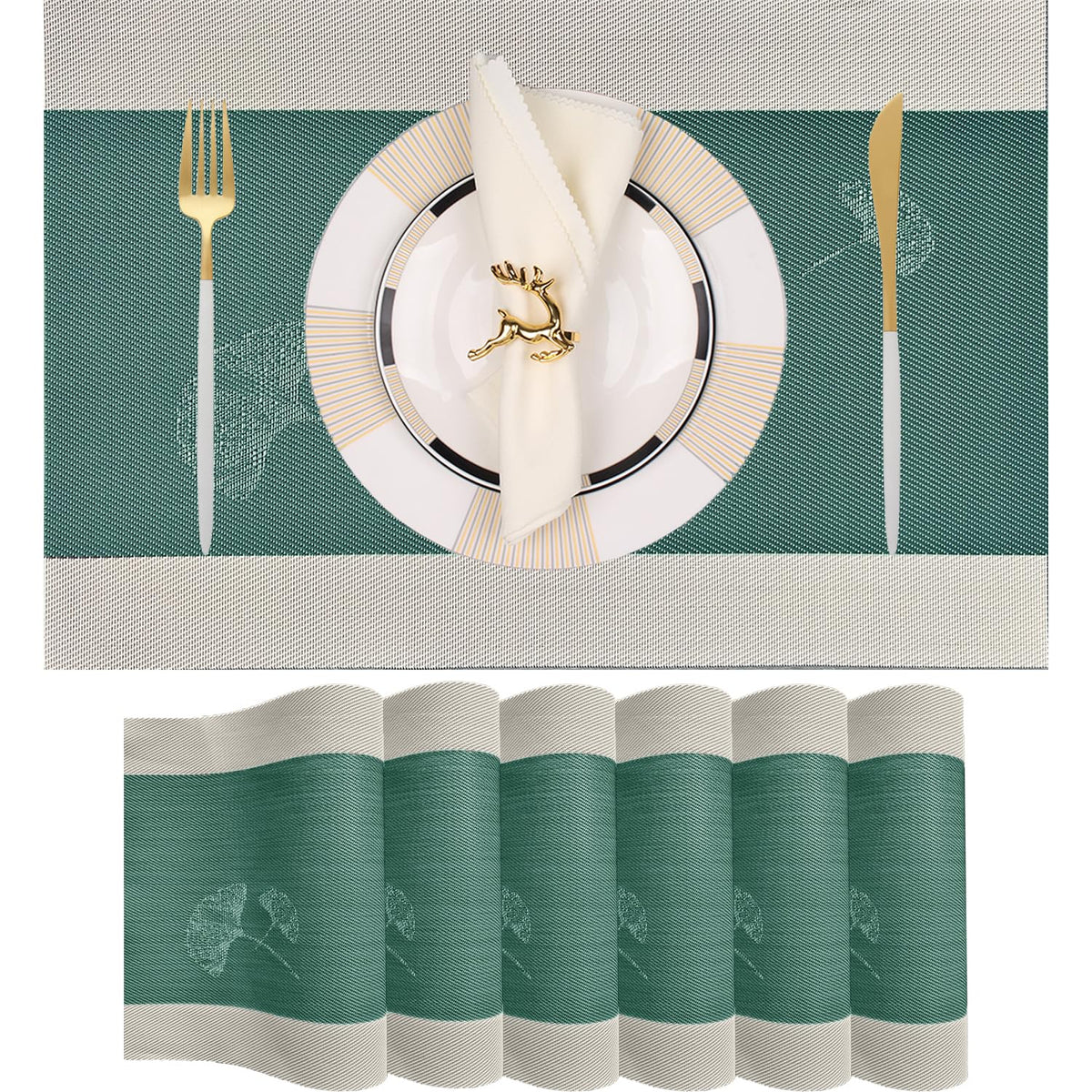 PIGCHCY Placemats,Durable Placemats for Dining Table,Washable Woven Vinyl Kitchen Placemats Set of 4 (Brown)
