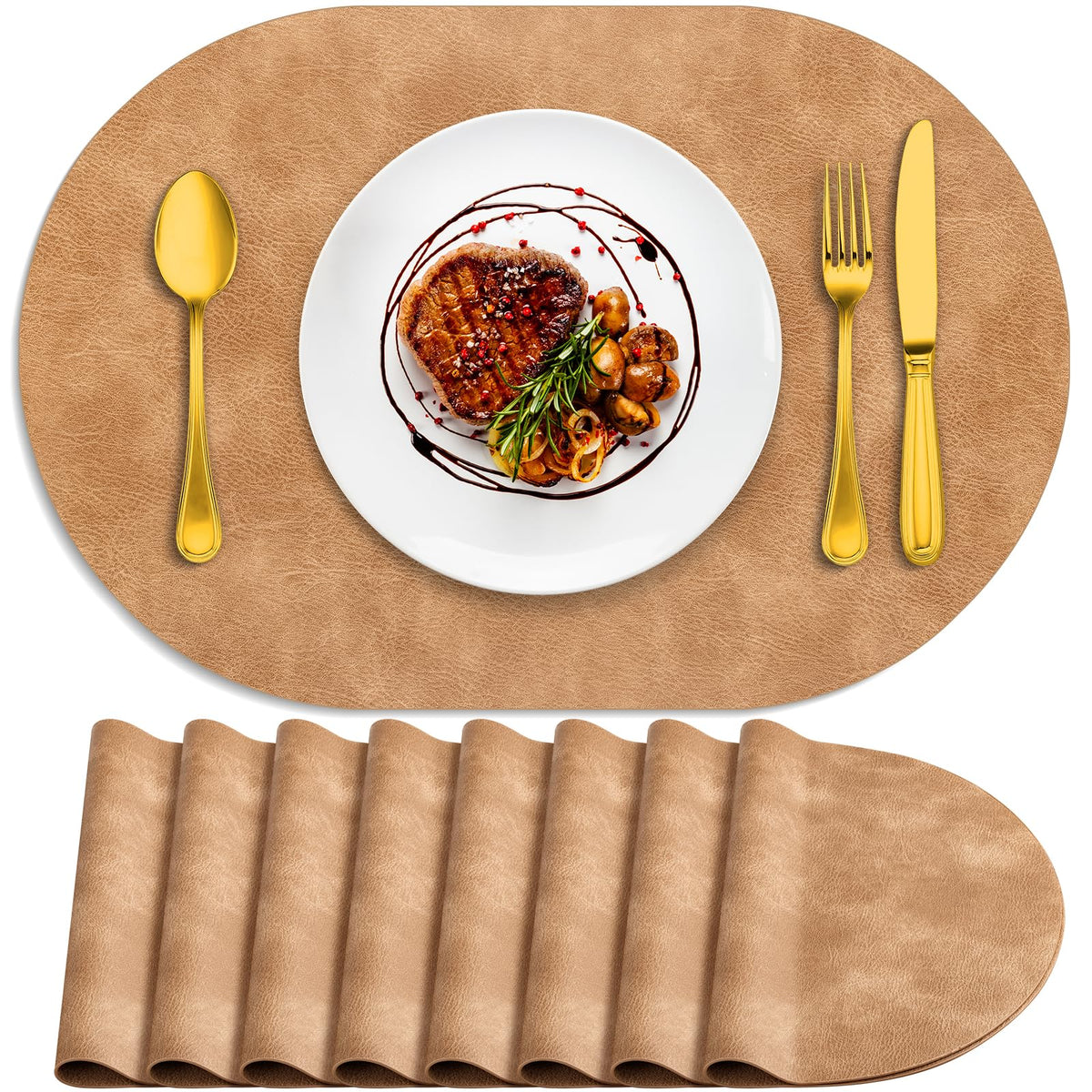 ADRIMER Placemats, Heat Resistant Oval Place Mats Set of 4 Easy to Clean