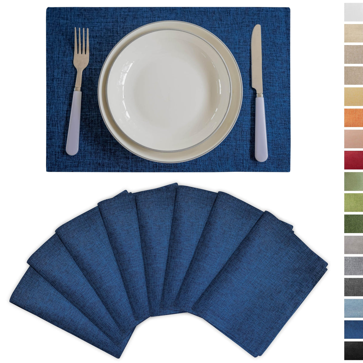 Demetex Cloth Placemats Green Set of 4 Vintage Textured Linen Place Mats Heat Resistant Plate Placemat for Kitchen Dinning Table, Green