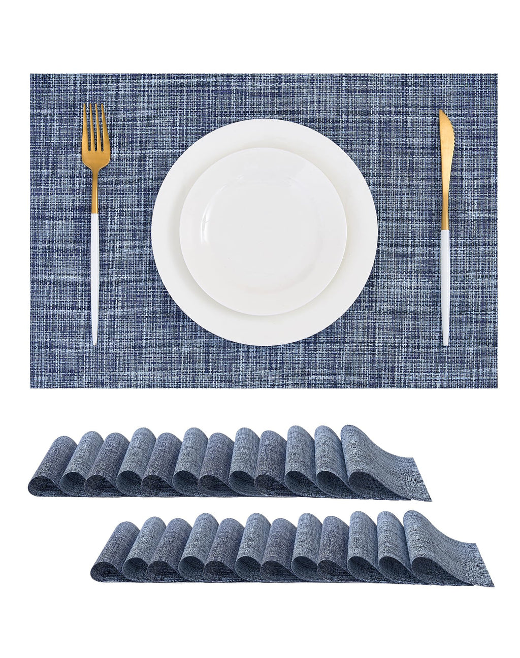 Leetaltree Light Brown Placemats Set of 8 - Heat Resistant Woven Vinyl