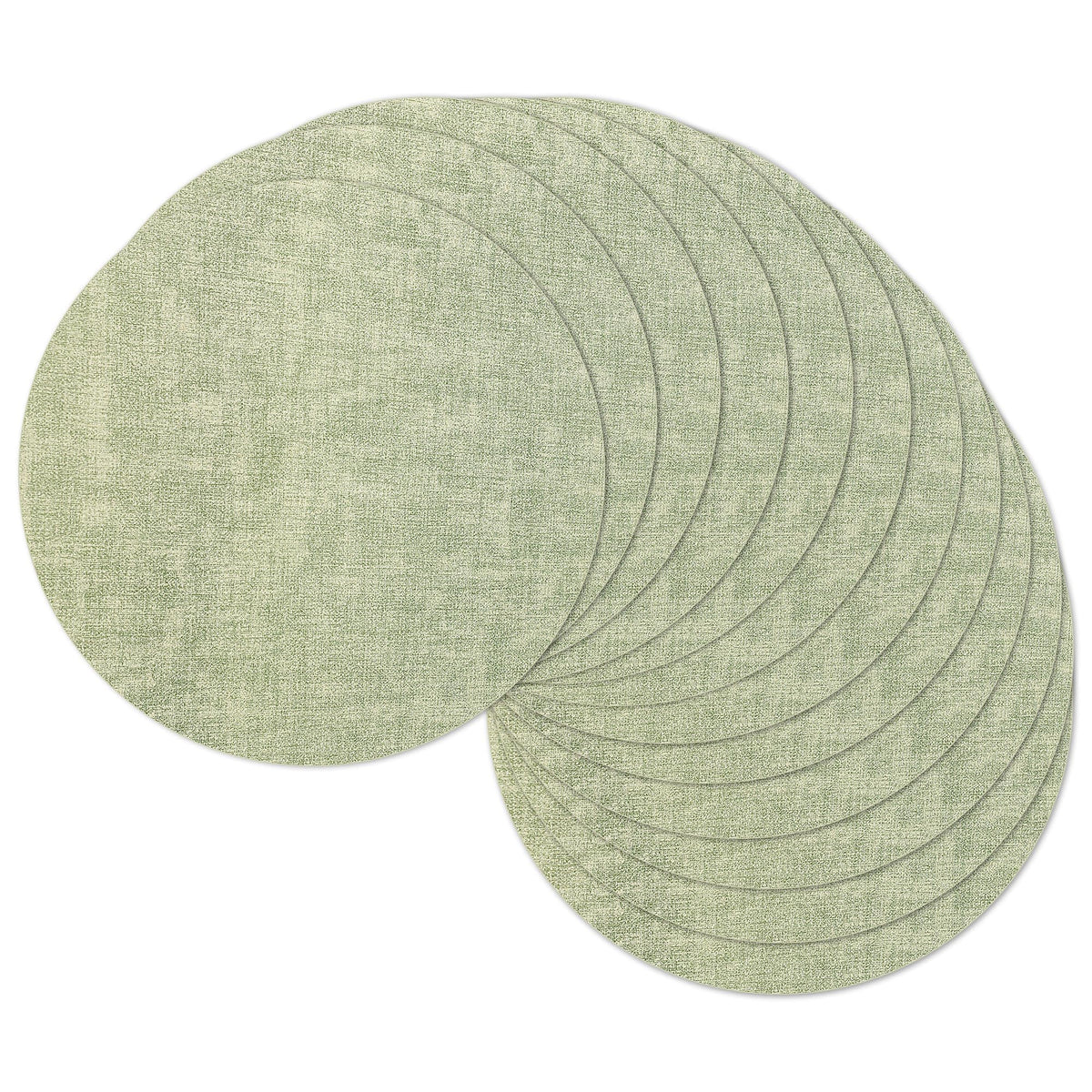 13" Round Placemats Set of 6, Reversible Faux Leather Wipeable Table Mats