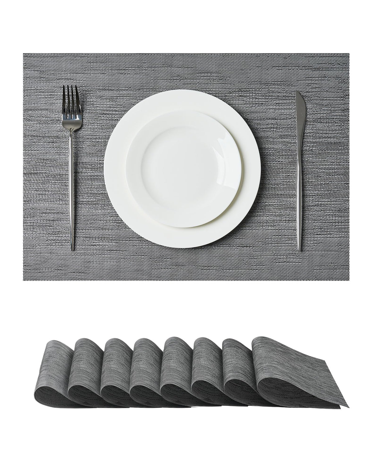 Leetaltree Light Brown Placemats Set of 8 - Heat Resistant Woven Vinyl