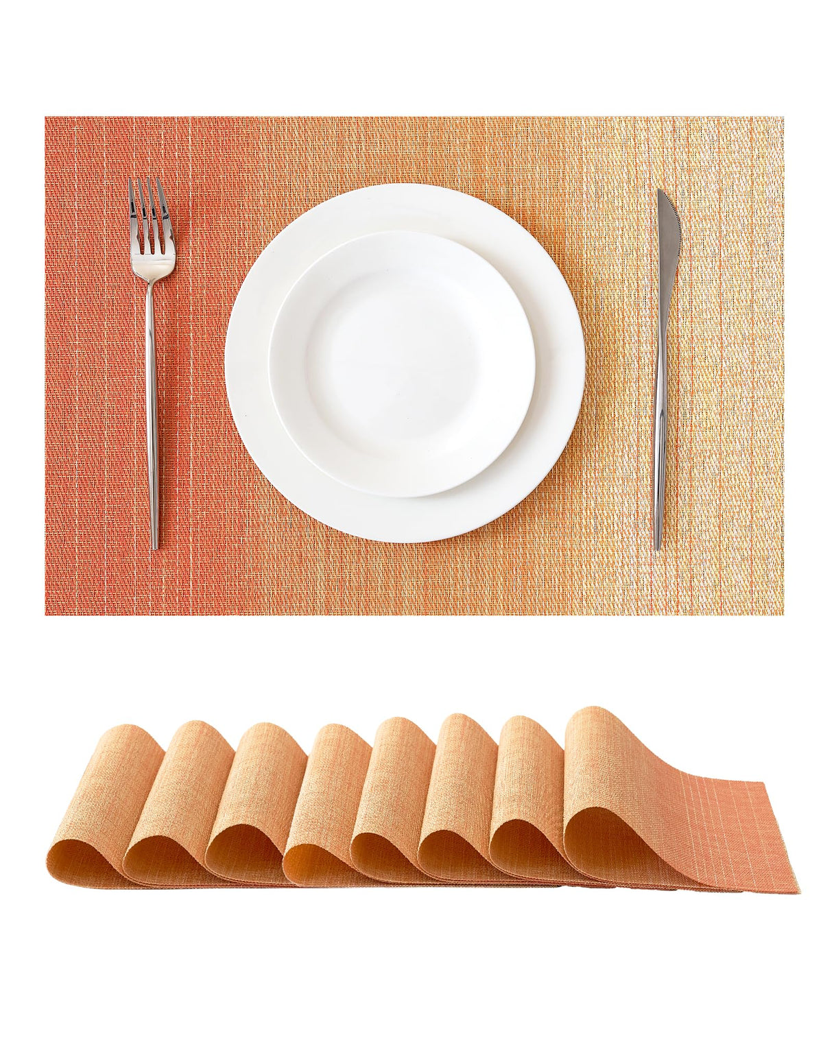 Leetaltree Beige Placemats Set of 4 - Heat-Resistant, Non-Slip Table Mats, Washable Woven Vinyl for Indoor & Outdoor Dining