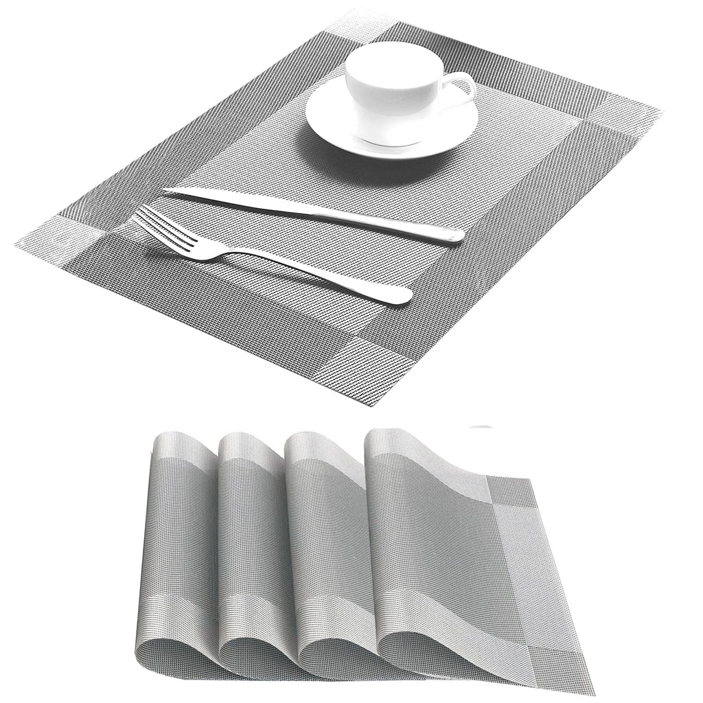 Table Placemats Dining Table Place Mats Set of 6 Heat Resistant Insulation Non-Slip Vinyl for Kitchen Dining Room 18" * 12" Brown