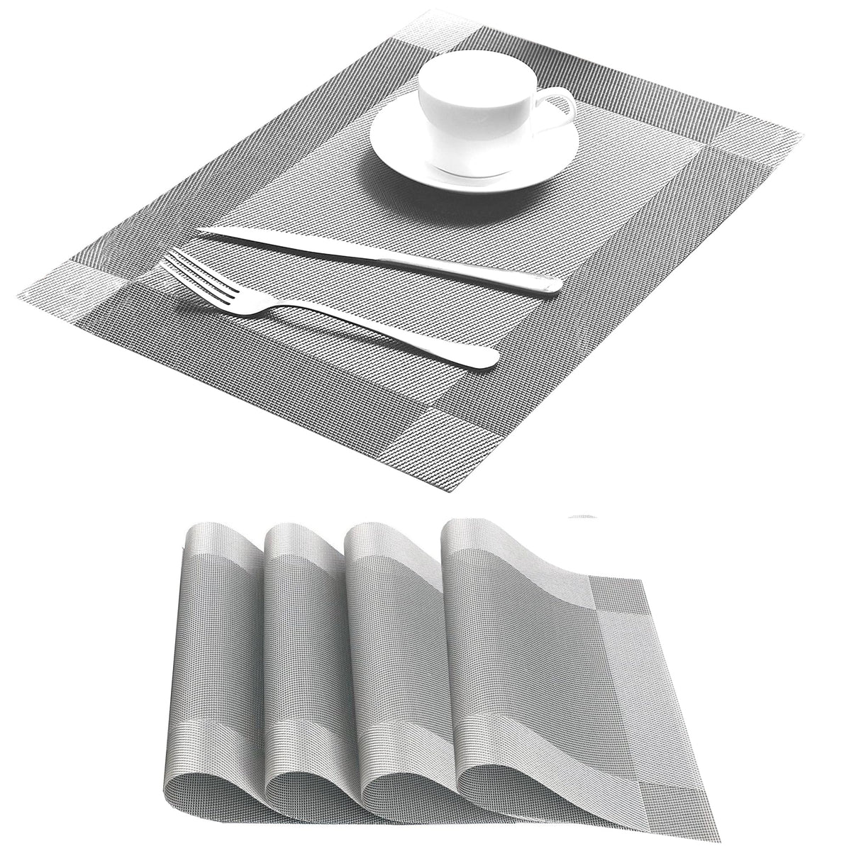 Table Placemats Dining Table Place Mats Set of 6 Heat Resistant Insulation Non-Slip Vinyl for Kitchen Dining Room 18" * 12" Brown