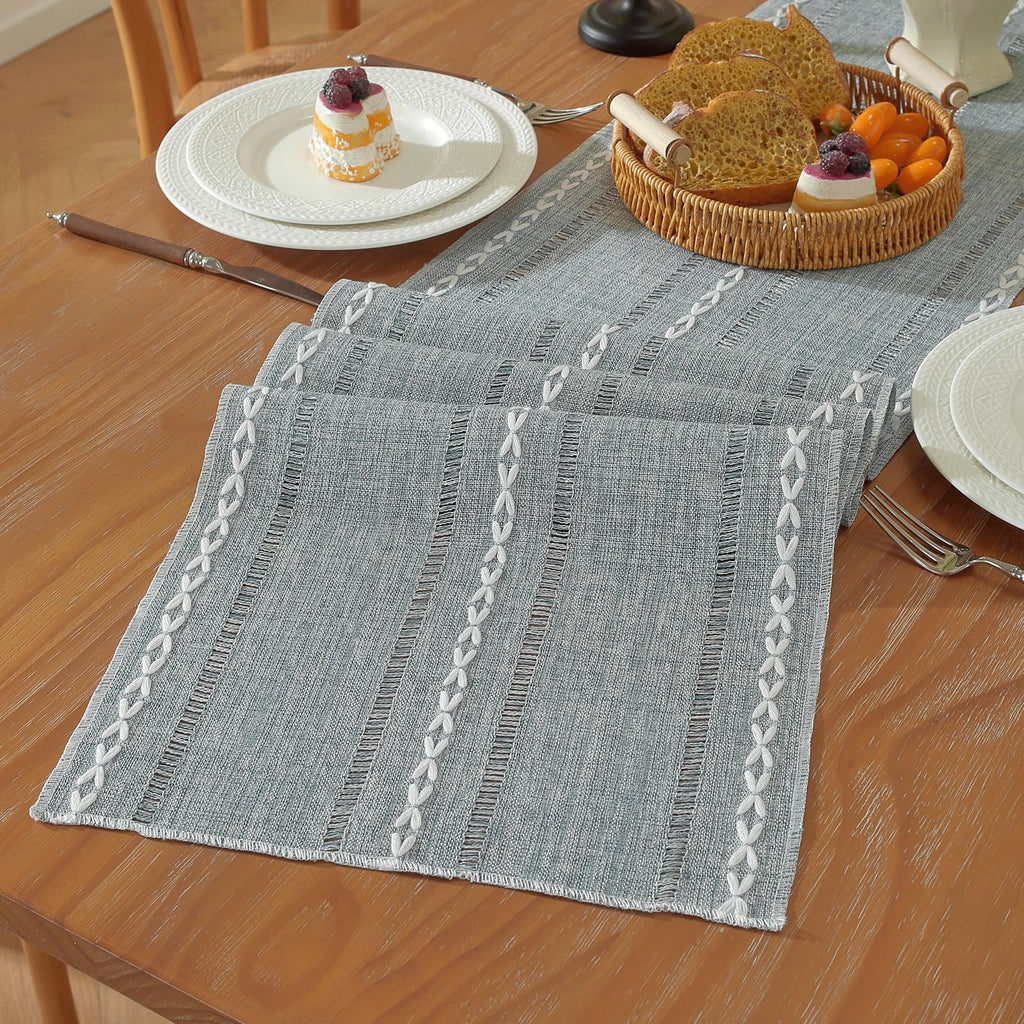Niviy Burlap Boho Table Runner for Fall Thanksgiving Home Decor 72 Inches