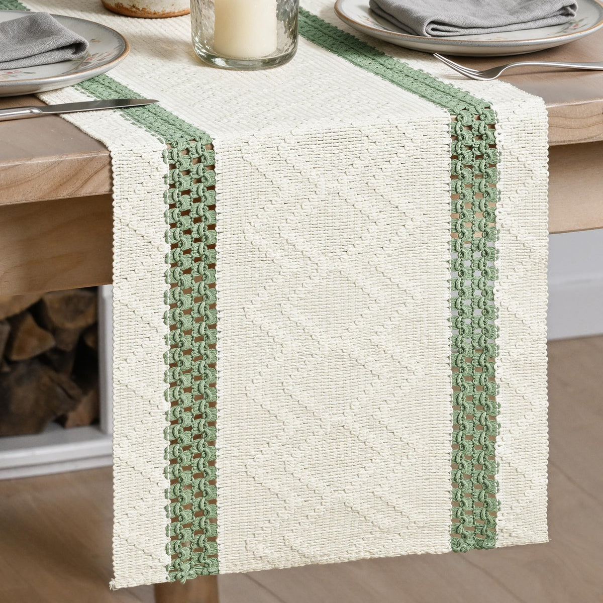 Artoid Mode Black Stripe Woven Rustic Table Runner 12x72 Inch