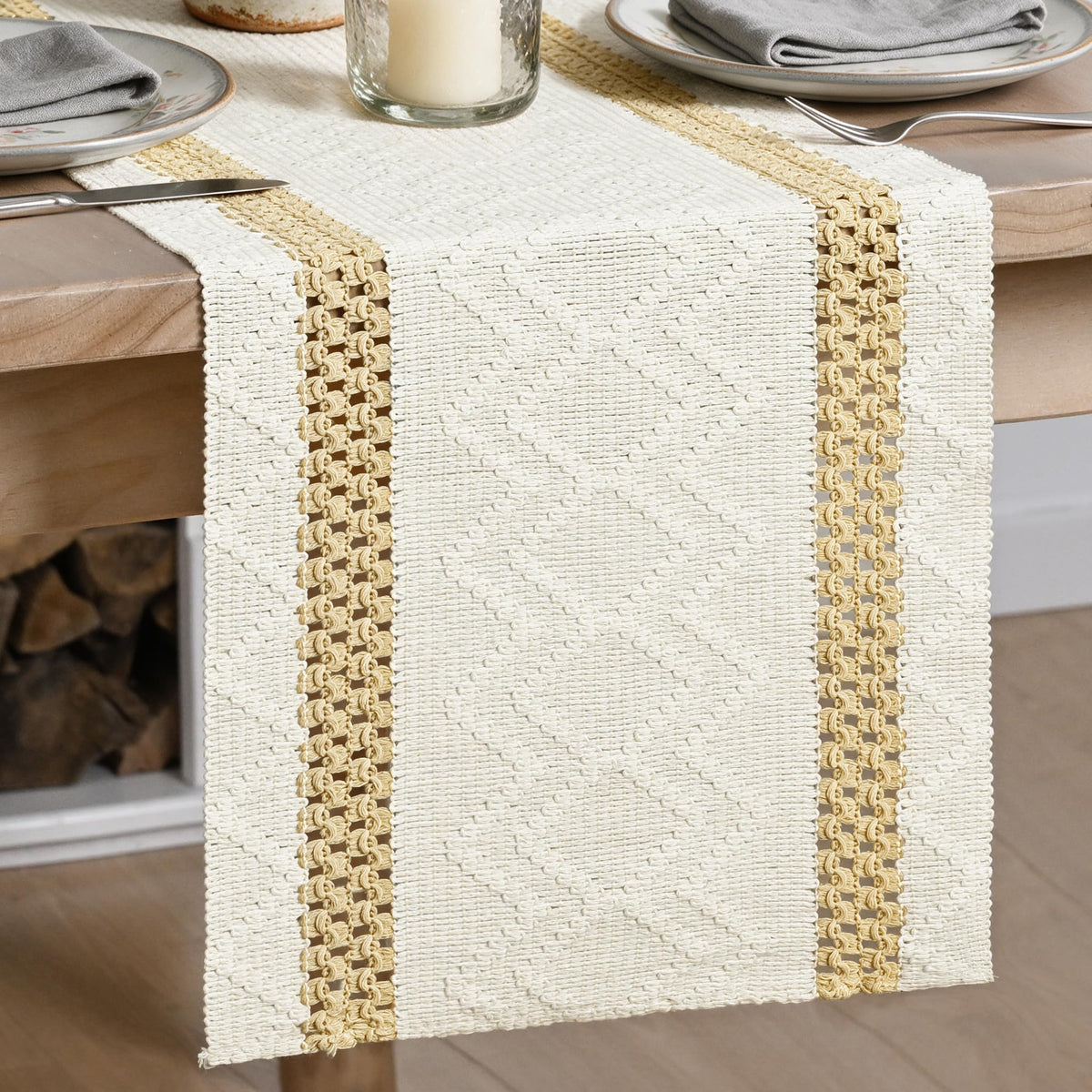 Artoid Mode Black Stripe Woven Rustic Table Runner 12x72 Inch