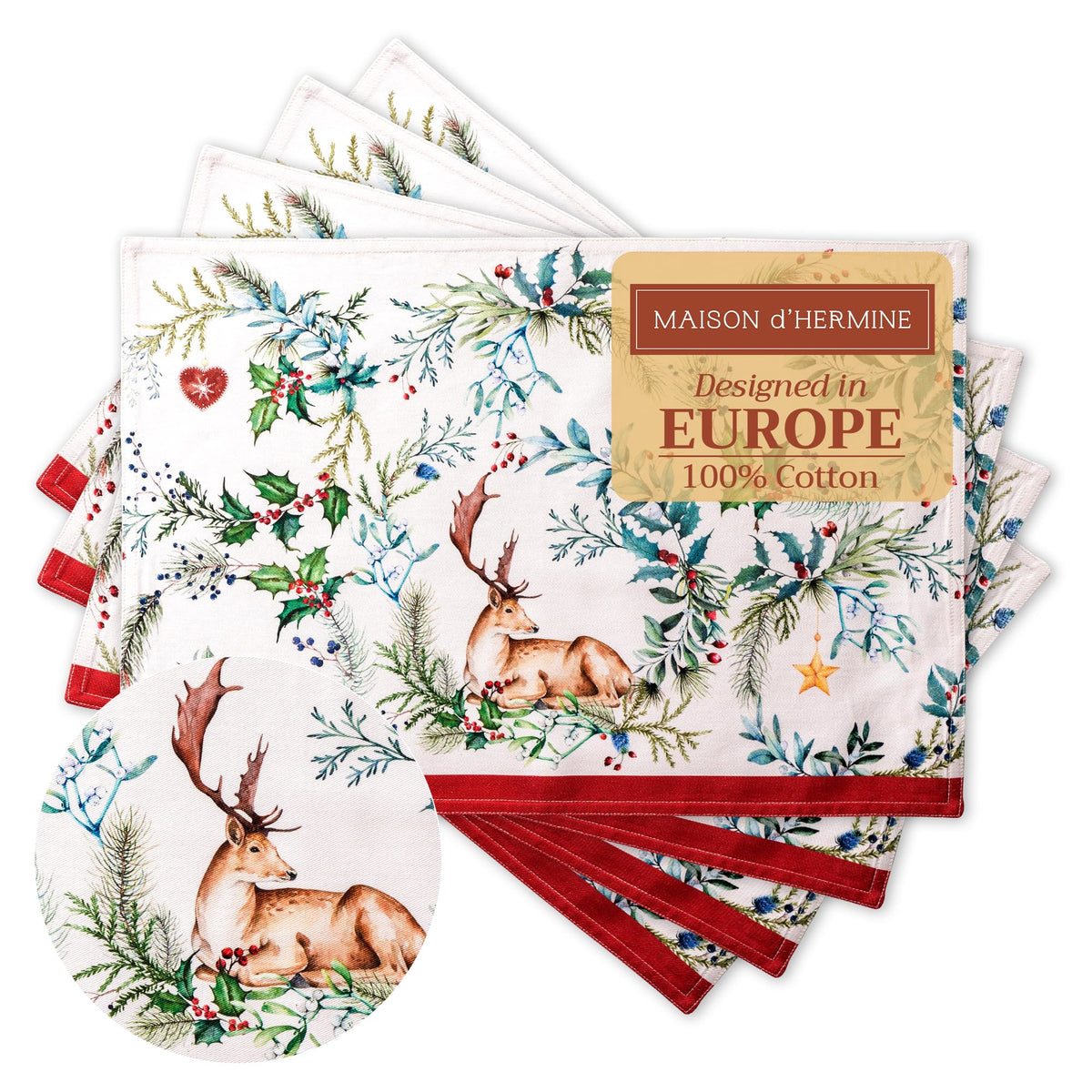 Maison d' Hermine Placemats Set of 4 Reusable 100% Cotton (13"x19")