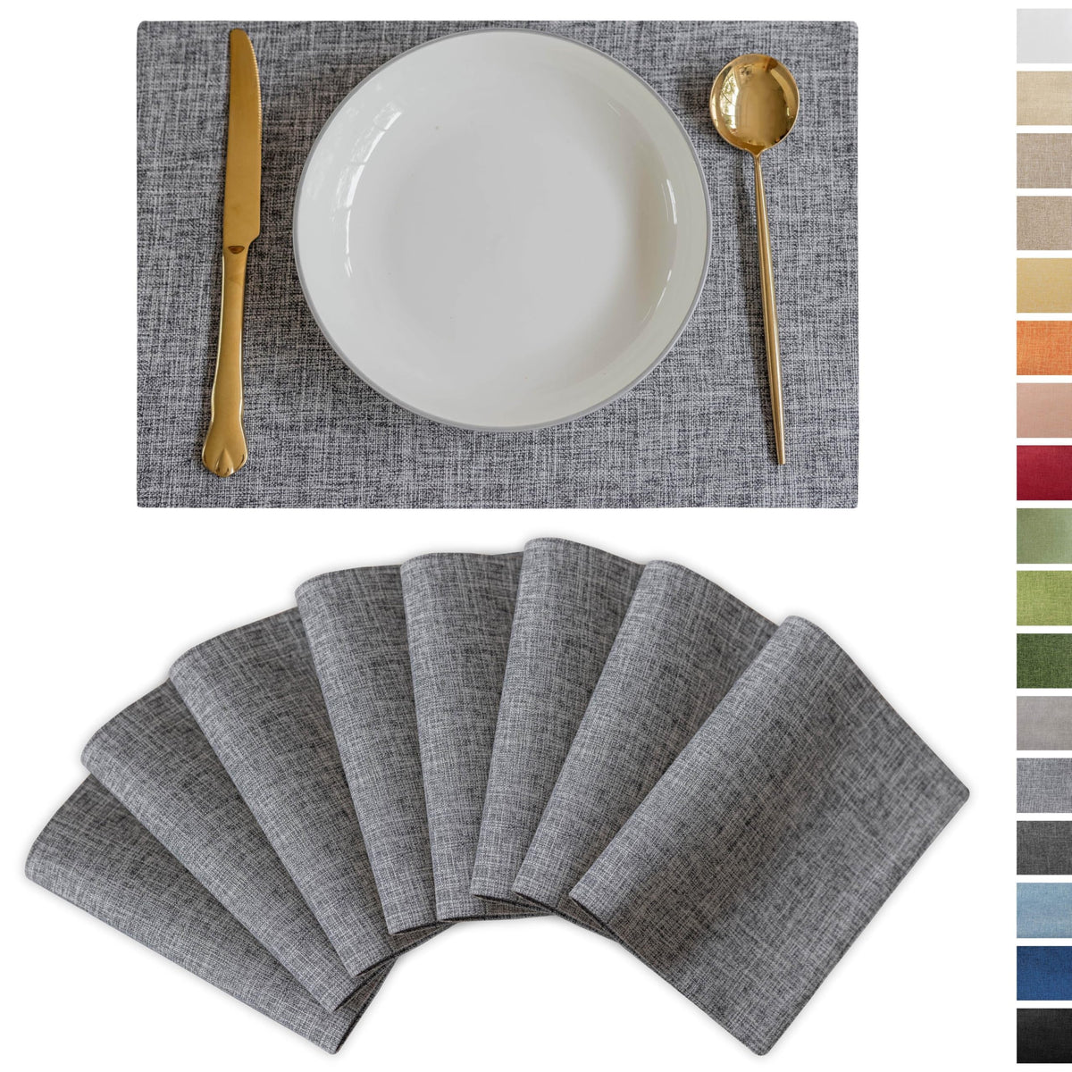 Demetex Cloth Placemats Green Set of 4 Vintage Textured Linen Place Mats Heat Resistant Plate Placemat for Kitchen Dinning Table, Green