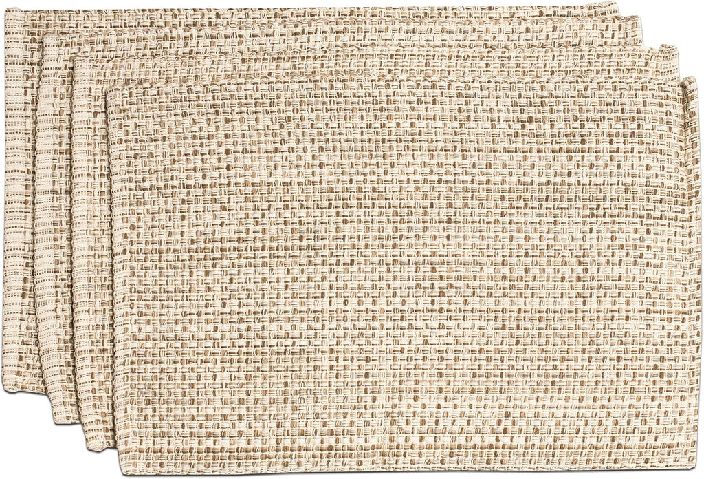 Sweet Home Collection 100% Cotton Placemats for Dining Room Rectangle Two Tone Woven Fabric 13" x 19" Soft Durable Table Mat Set, Set of 4, Eggshell
