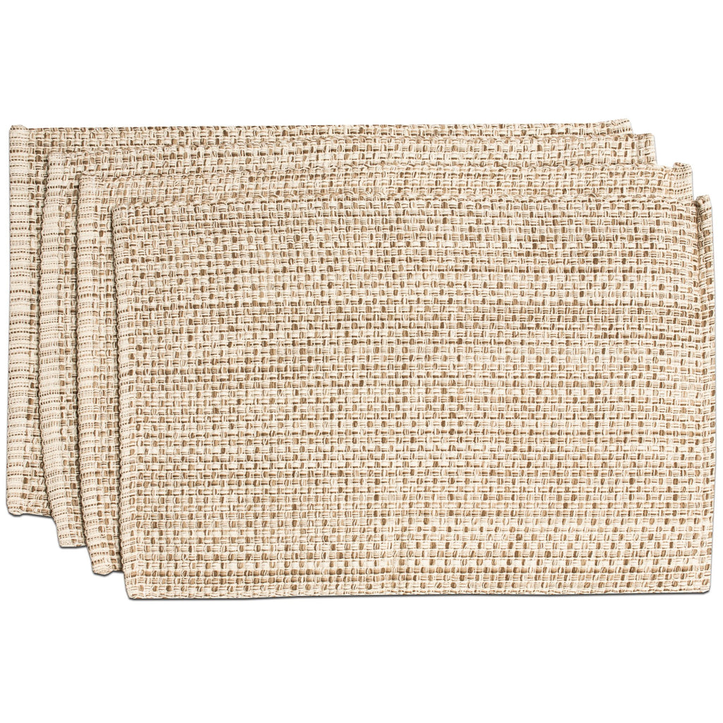 Sweet Home Collection 100% Cotton Placemats for Dining Room Rectangle Two Tone Woven Fabric 13" x 19" Soft Durable Table Mat Set, Set of 6, Eggshell