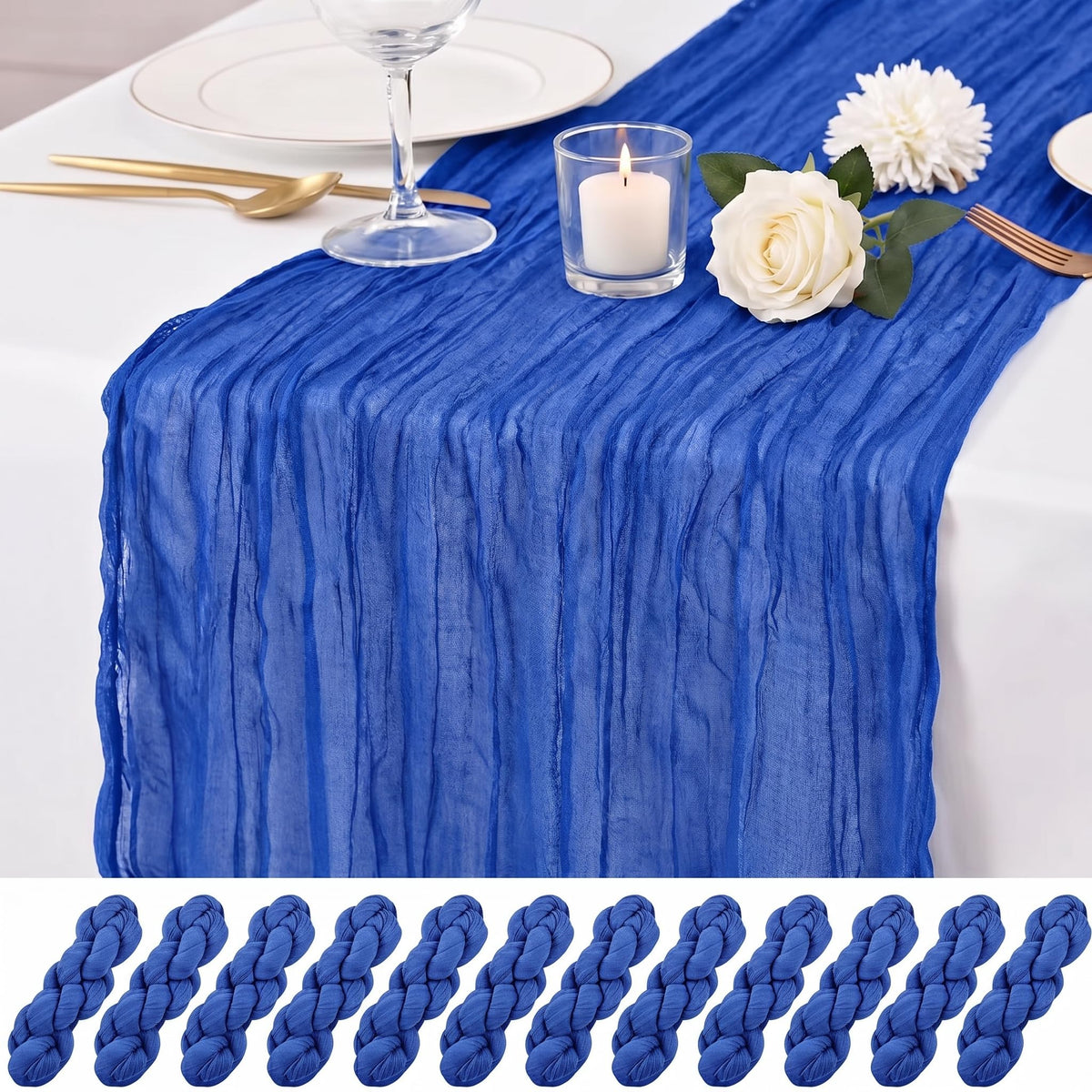 12 Pack Orange Cheesecloth Table Runner 17x108 Inch Boho Rustic Semi Sheer Gauze Cheese Cloth Table Runner for Wedding Bridal Shower Baby Shower Party Farmhouse Dining Table Decor
