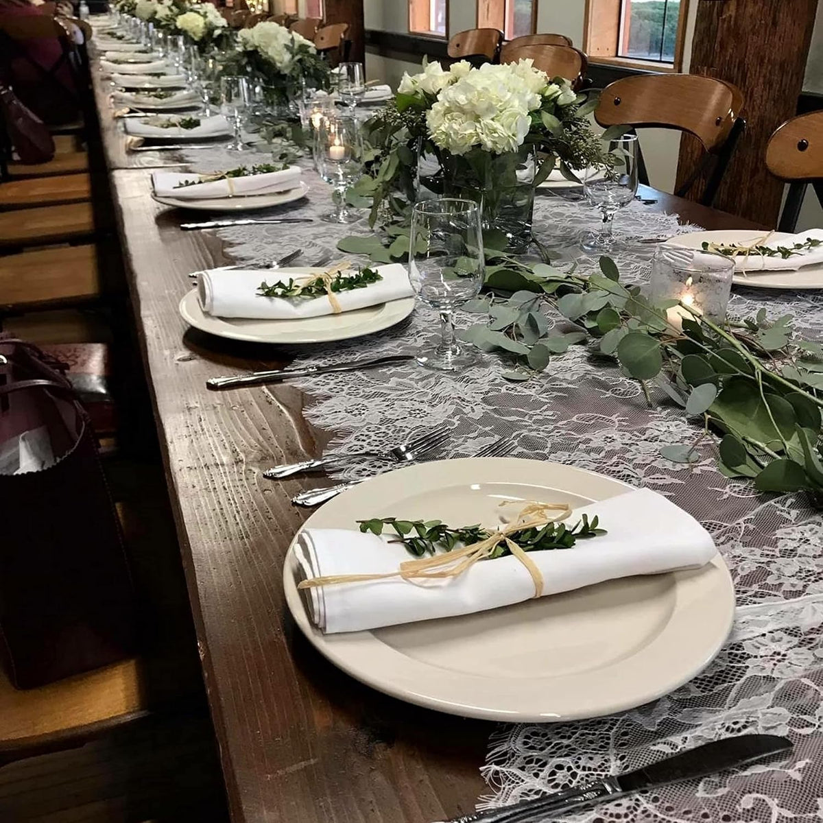 3 Pcs White Lace Table Runner 14 x 120 Inch Embroidered Boho Table Runner for Wedding Party Bridal Shower Decorations Vintage Rustic Table Runners